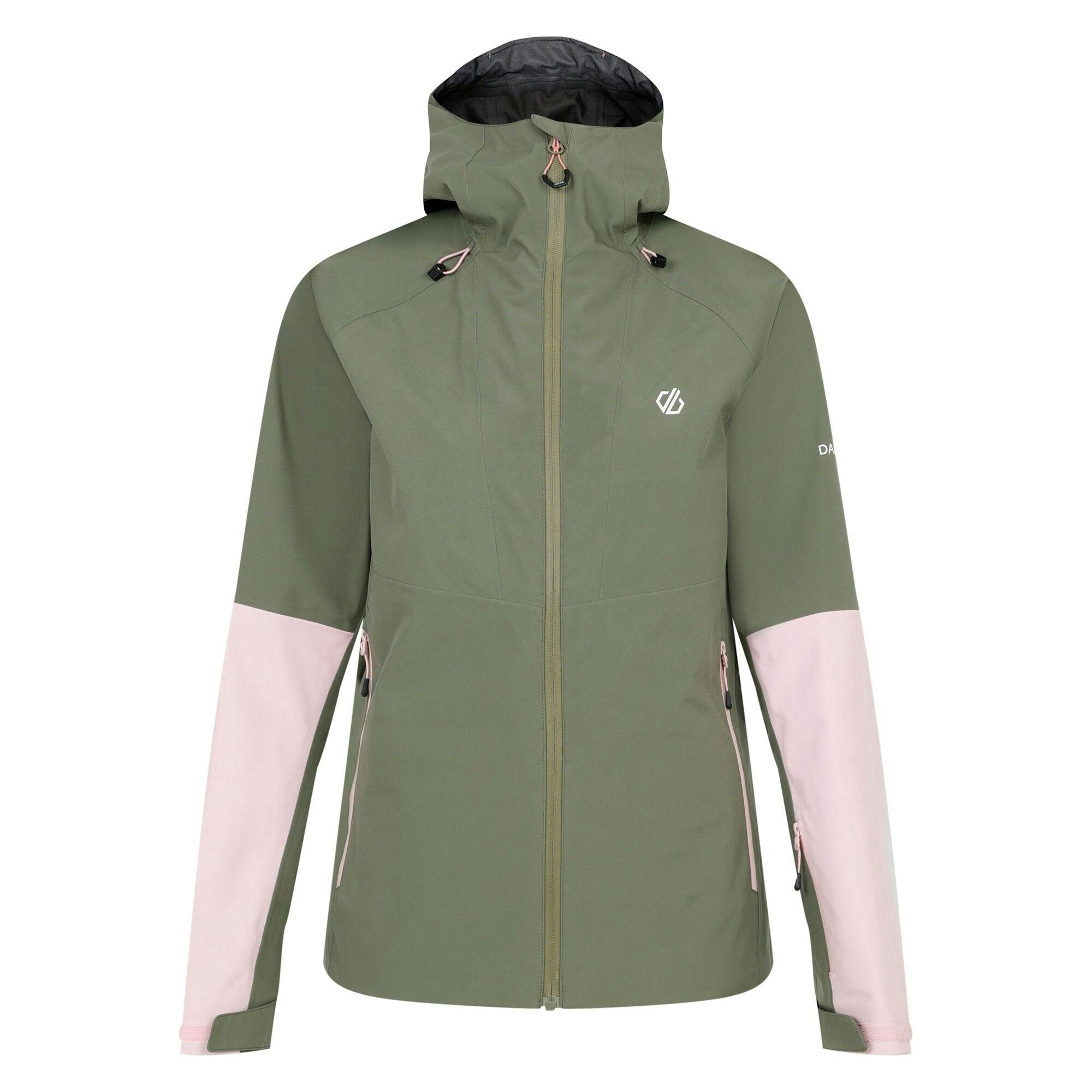 Dare 2B Women's Green Assert Waterproof Jacket - Olivine /Crystal Rose - 18 Uk - Olivine /Crystal Rose - 100% Mixed