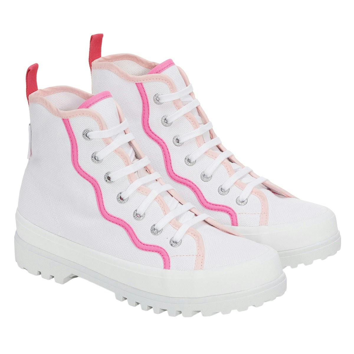 Superga Women's White/Pink 2341 Alpina Curly Bindings Ankle Boots - 7 Uk - 100% Mixed