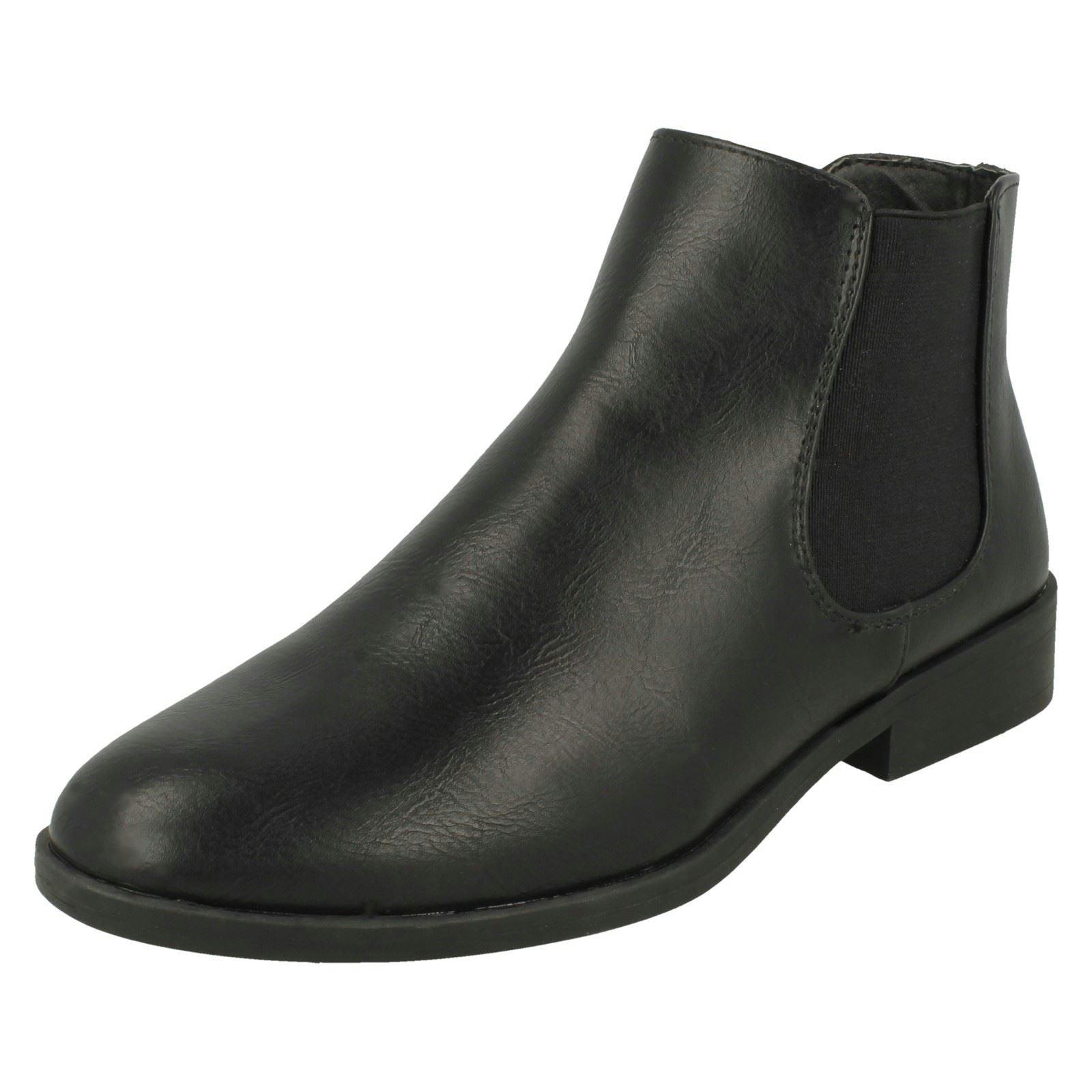 Spot On Women's Black Gusset Chelsea Boots F4449 - Uk 4