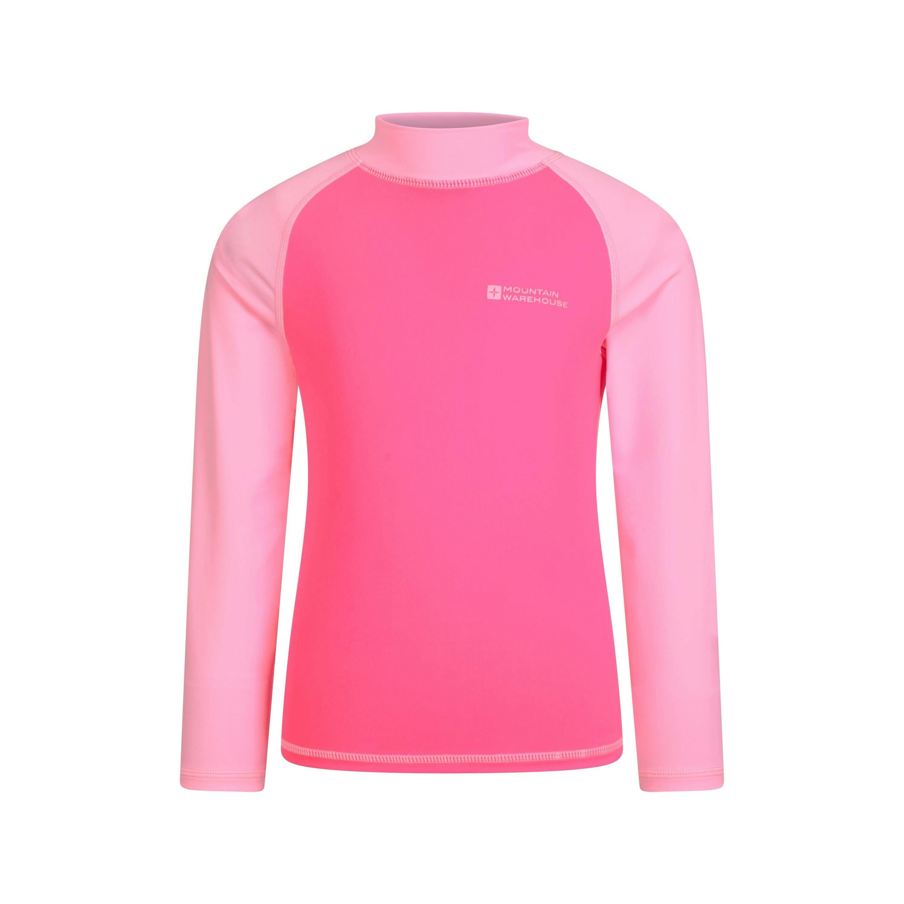 Mountain Warehouse Pink Childrens/Kids Long-Sleeved Rash Top - Bubblegum - Bubblegum - 11-12 Years