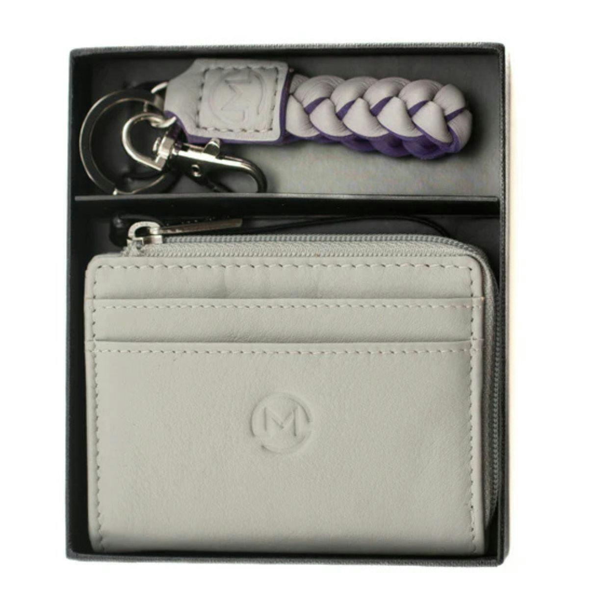 Mala Leather Women's Grey Leather Boxed Giftset - Purse & Keyring