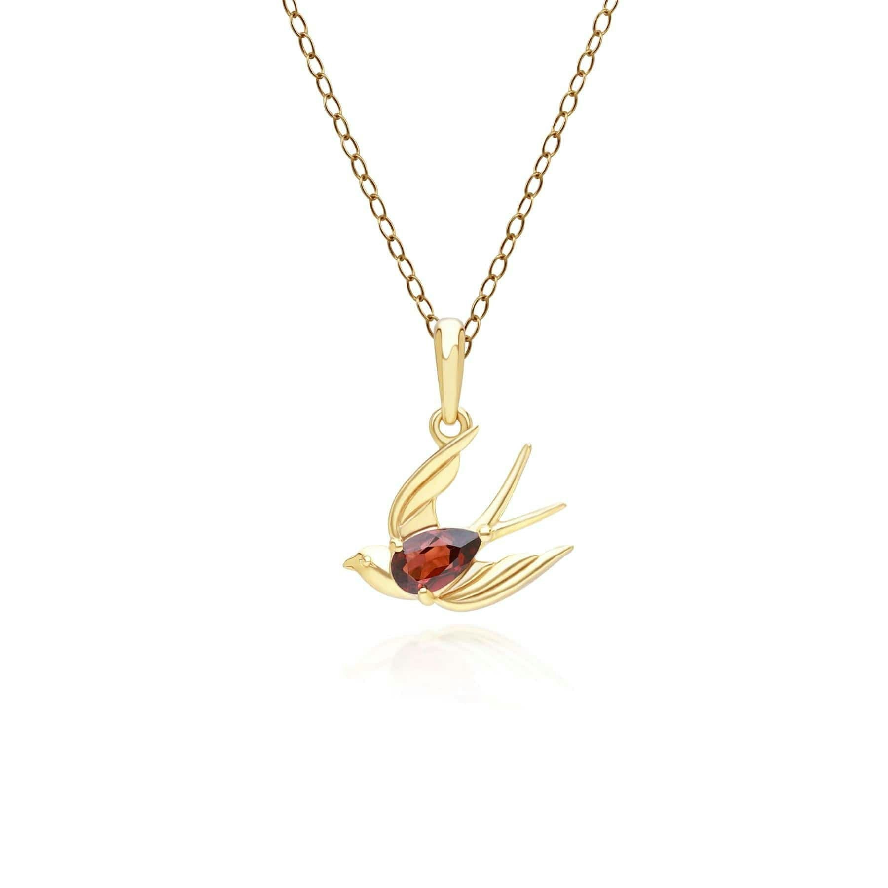 Gemondo Women's Gold/Silver Ecfew™ Creator Garnet Hummingbird Pendant Necklace In Plated Sterling
