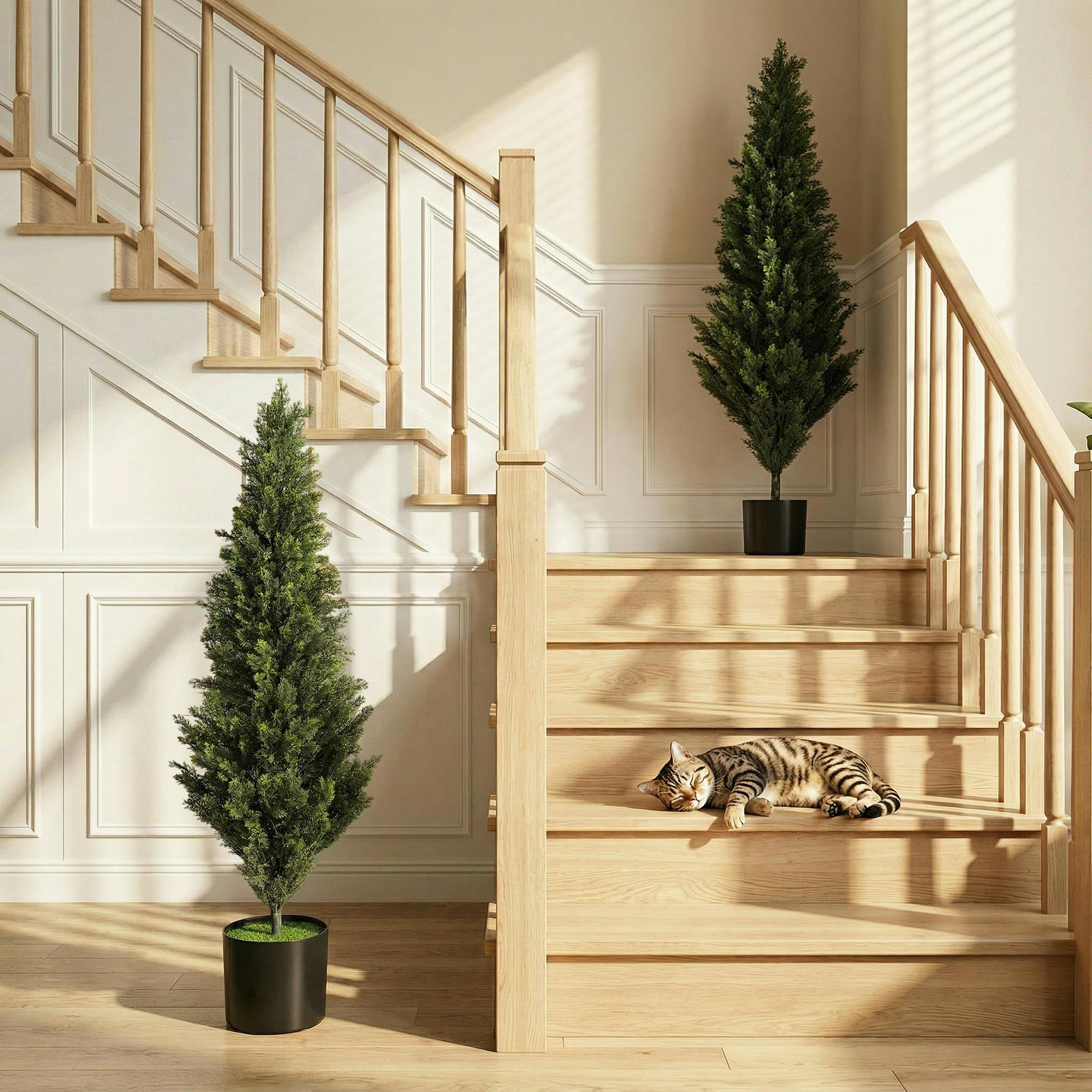 Homcom Green Set Of 2 Decorative Artificial Plants Cypress In Weighted Pot, 120Cm - 120