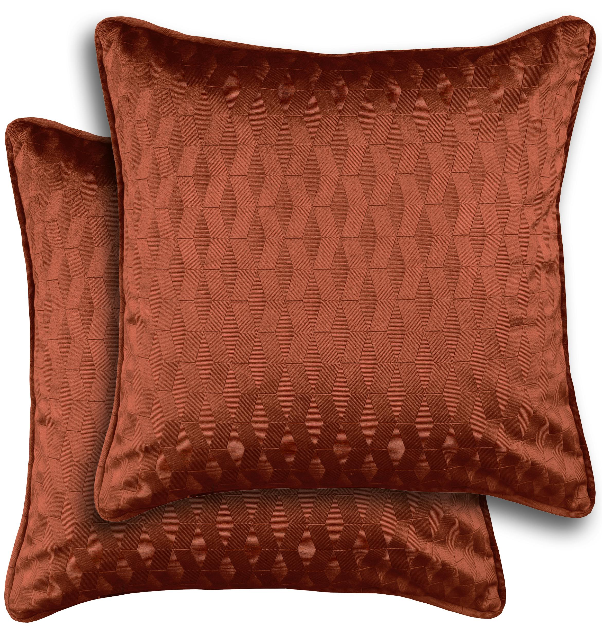 Enhanced Living Orange Pair Of Tokyo Geometric Double Sided Zip Opening Cushions - Cases Only