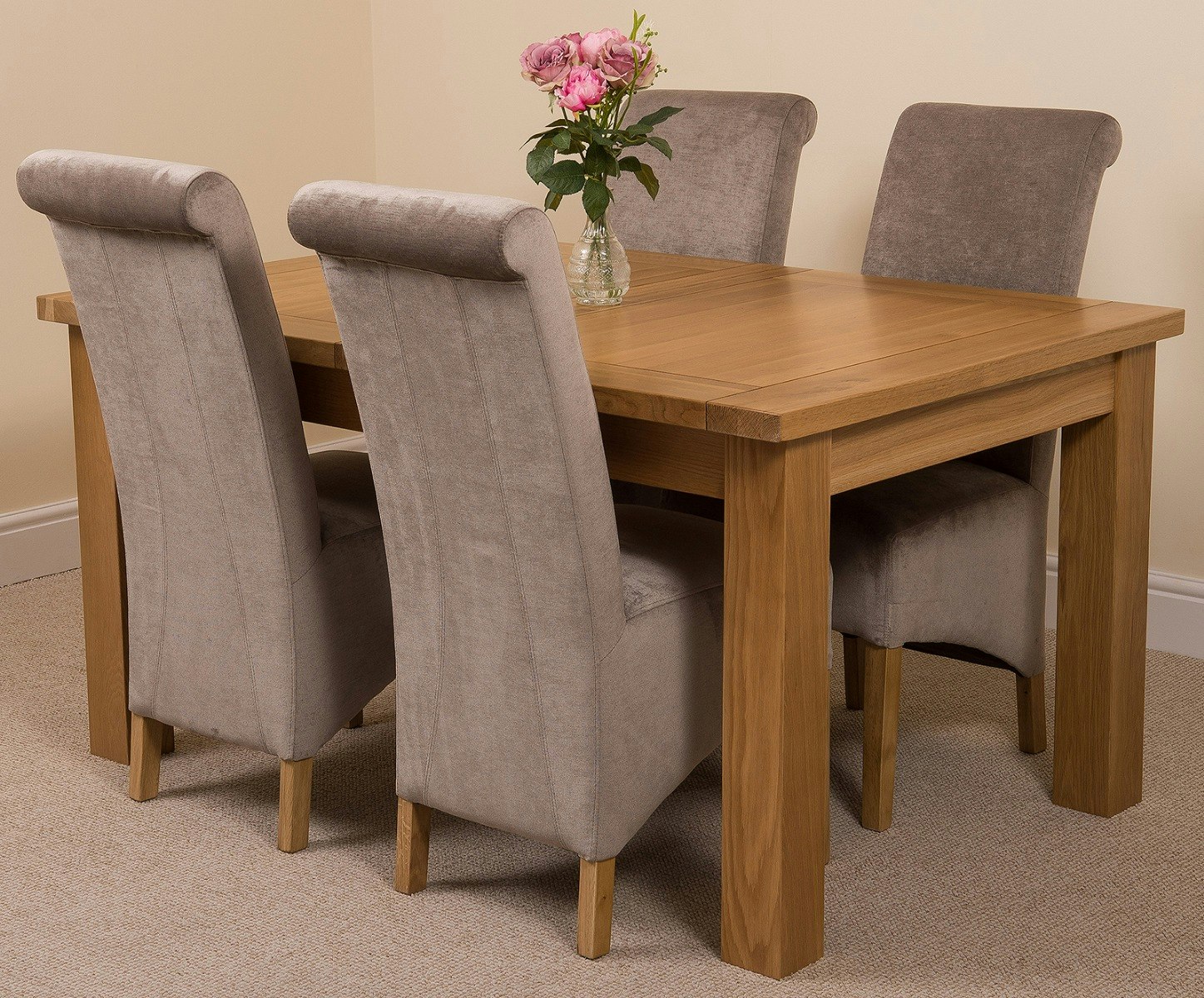 Rackhams Grey Seattle Oak Extending Dining Table With Montana Fabric Chairs - 4 Chairs