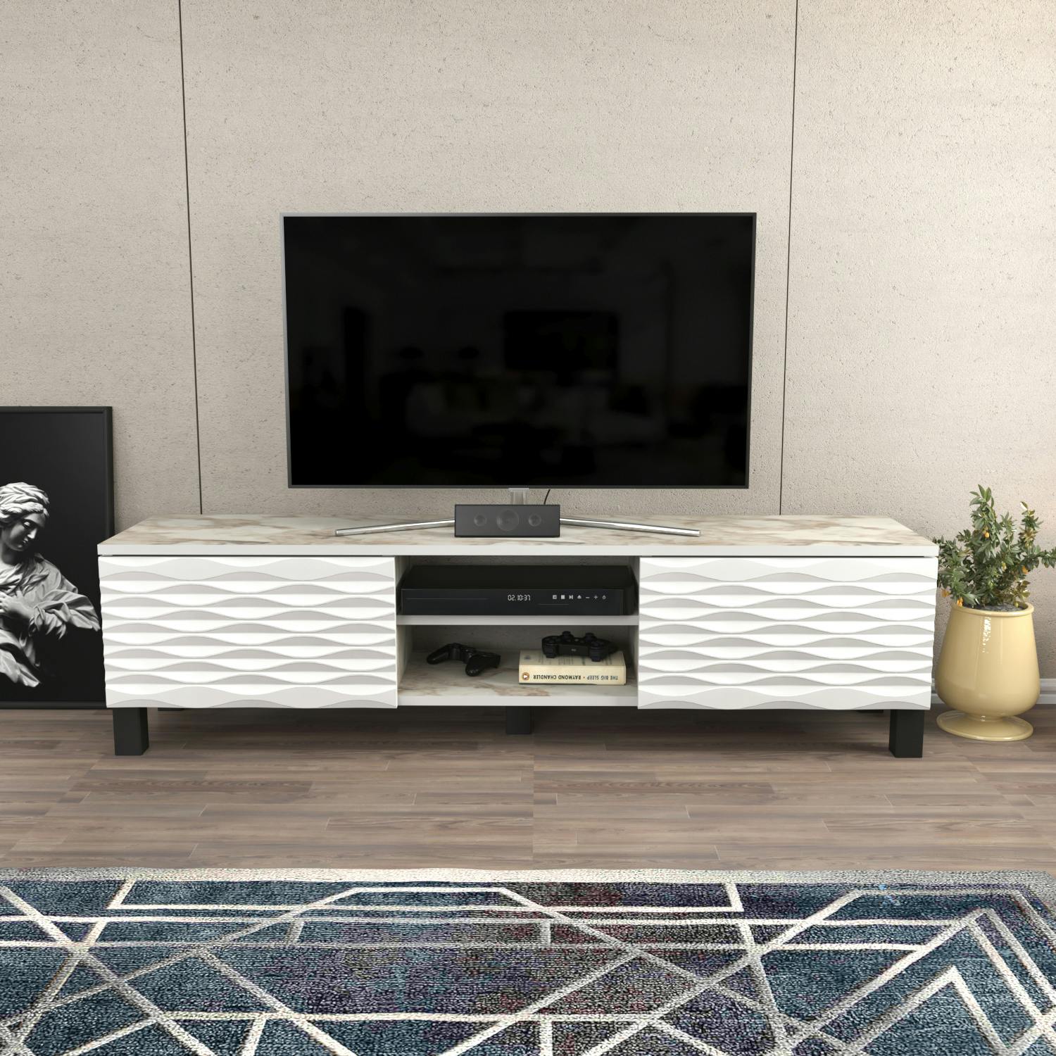 Decorotika White Lukas Modern Tv Stand Tv Cabinet For Tv's Up To 64" - Ephesus