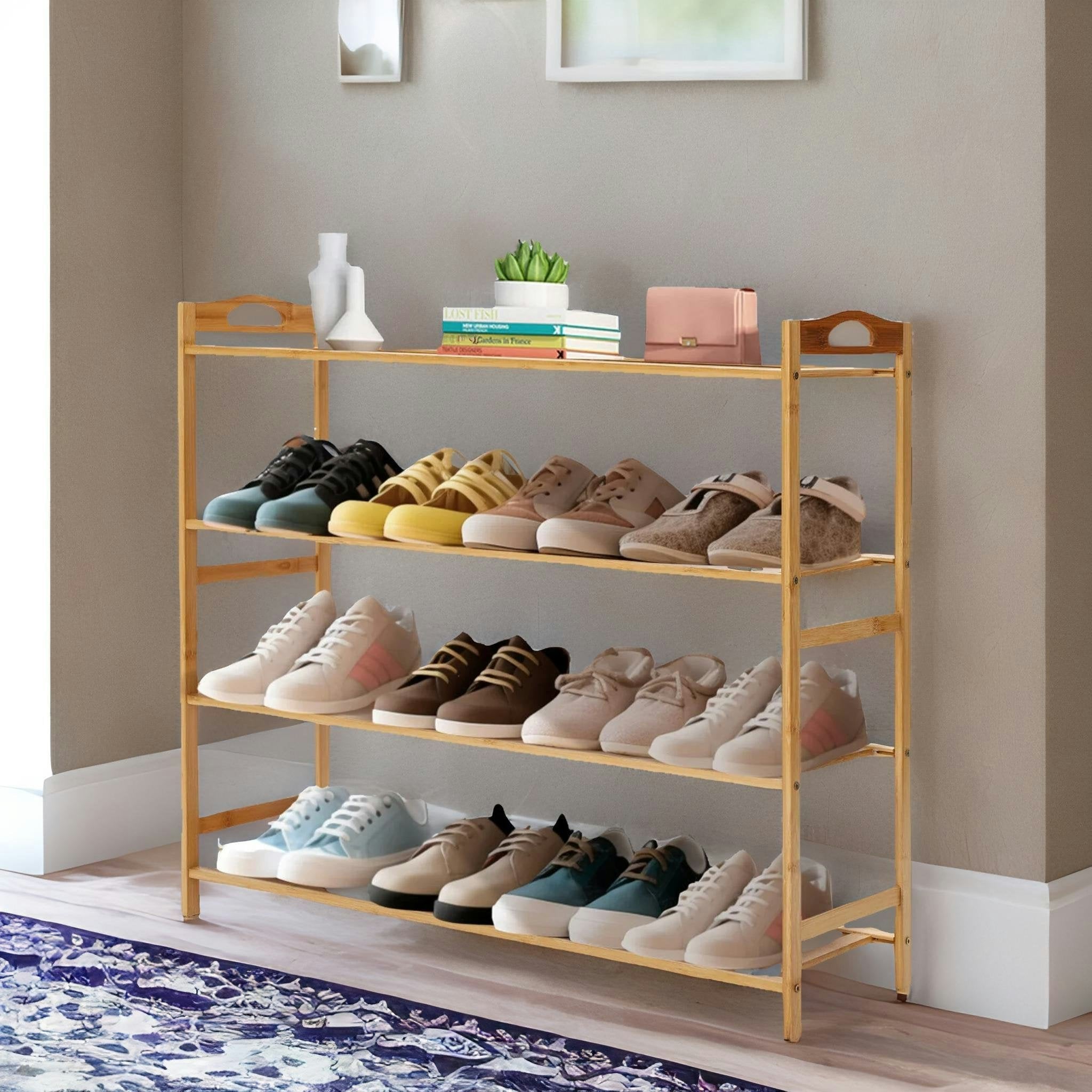 Bmbo 4 Tier Wooden Shoe Rack
