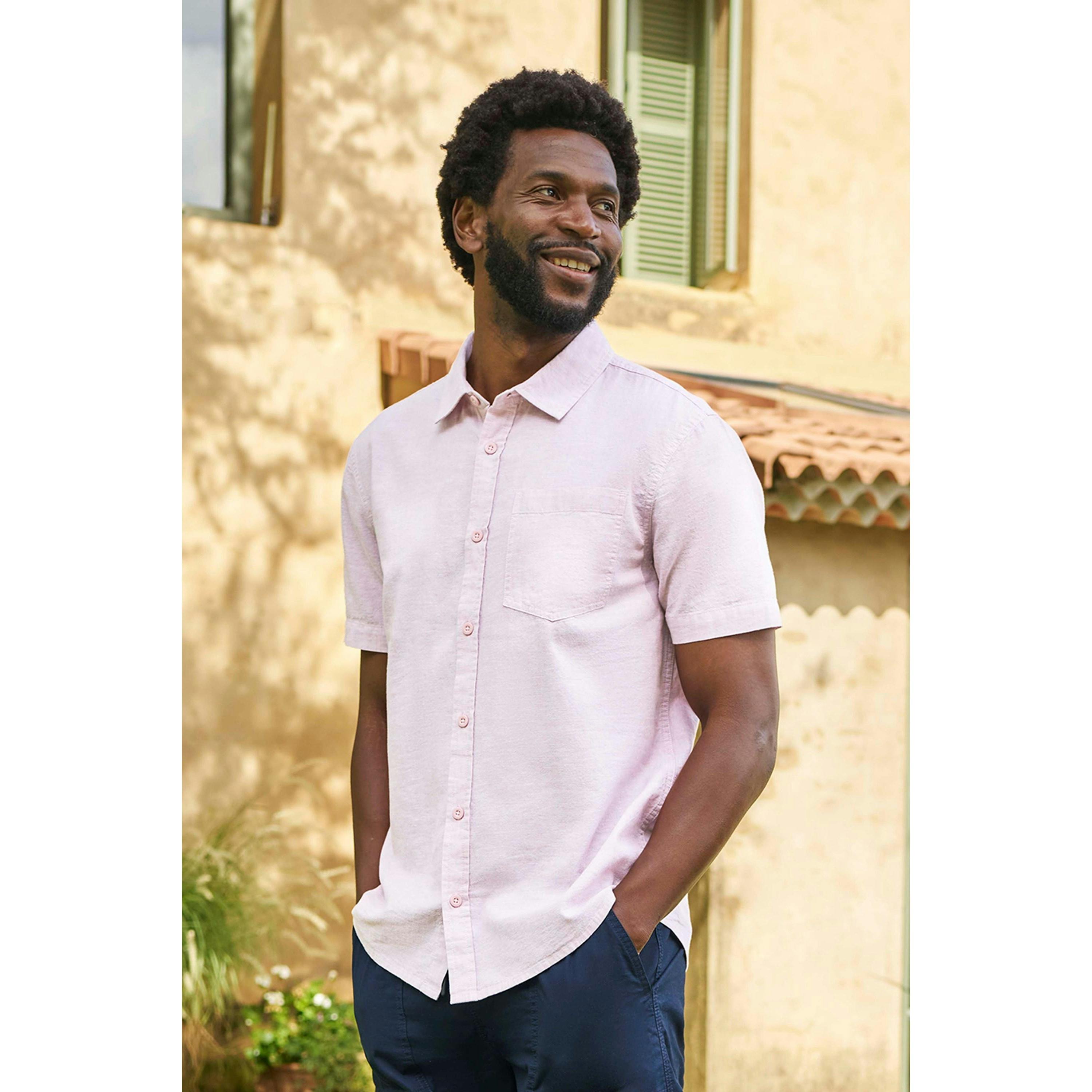 Mountain Warehouse Men's Purple Lowe Linen Blend Shirt - Dusky - L - Dusky - 55% Linen/45% Cotton