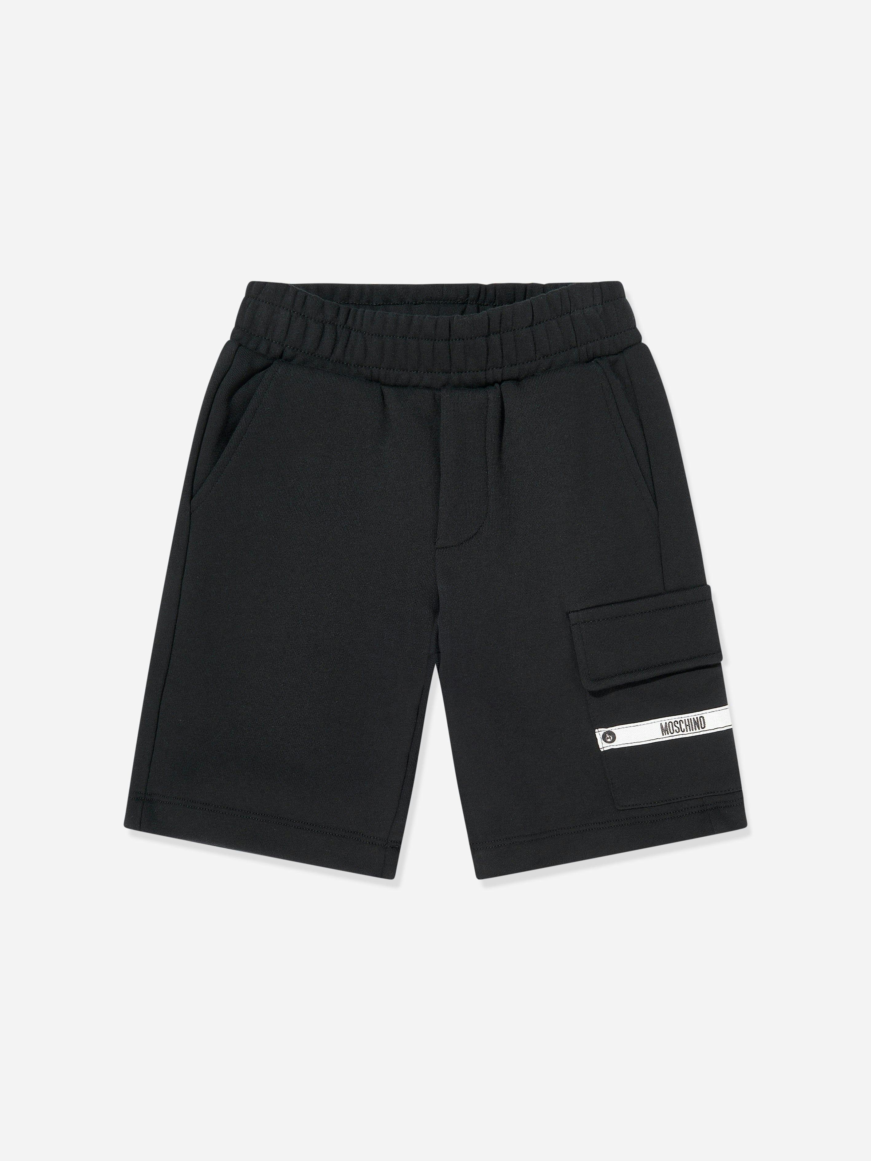 Moschino Kids Boys Black Moschino Logo Pocket Shorts In - 12 Yrs