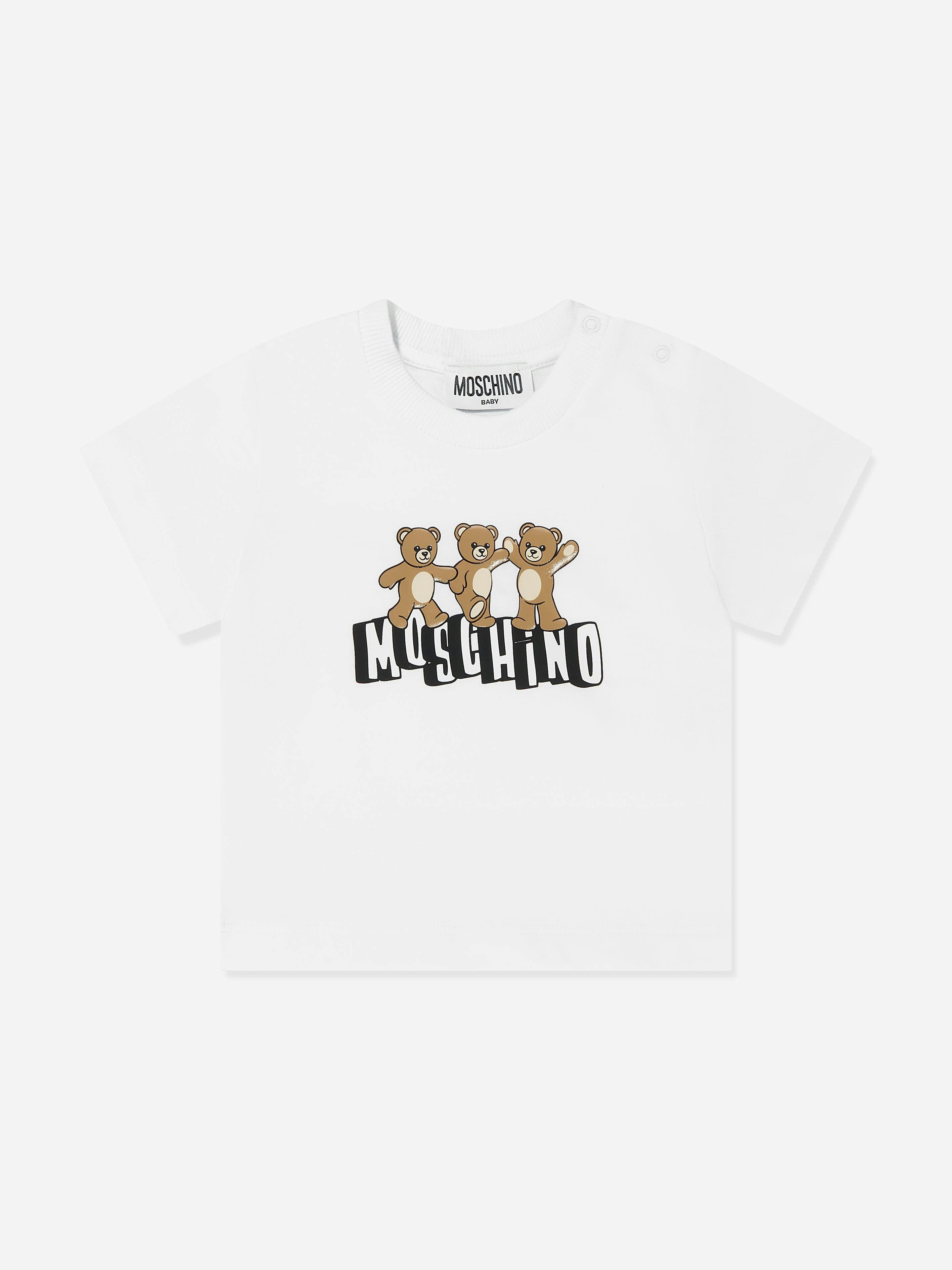 Moschino Kids White Moschino Baby Teddy Bear Logo T-Shirt In - 3 - 6 Mths