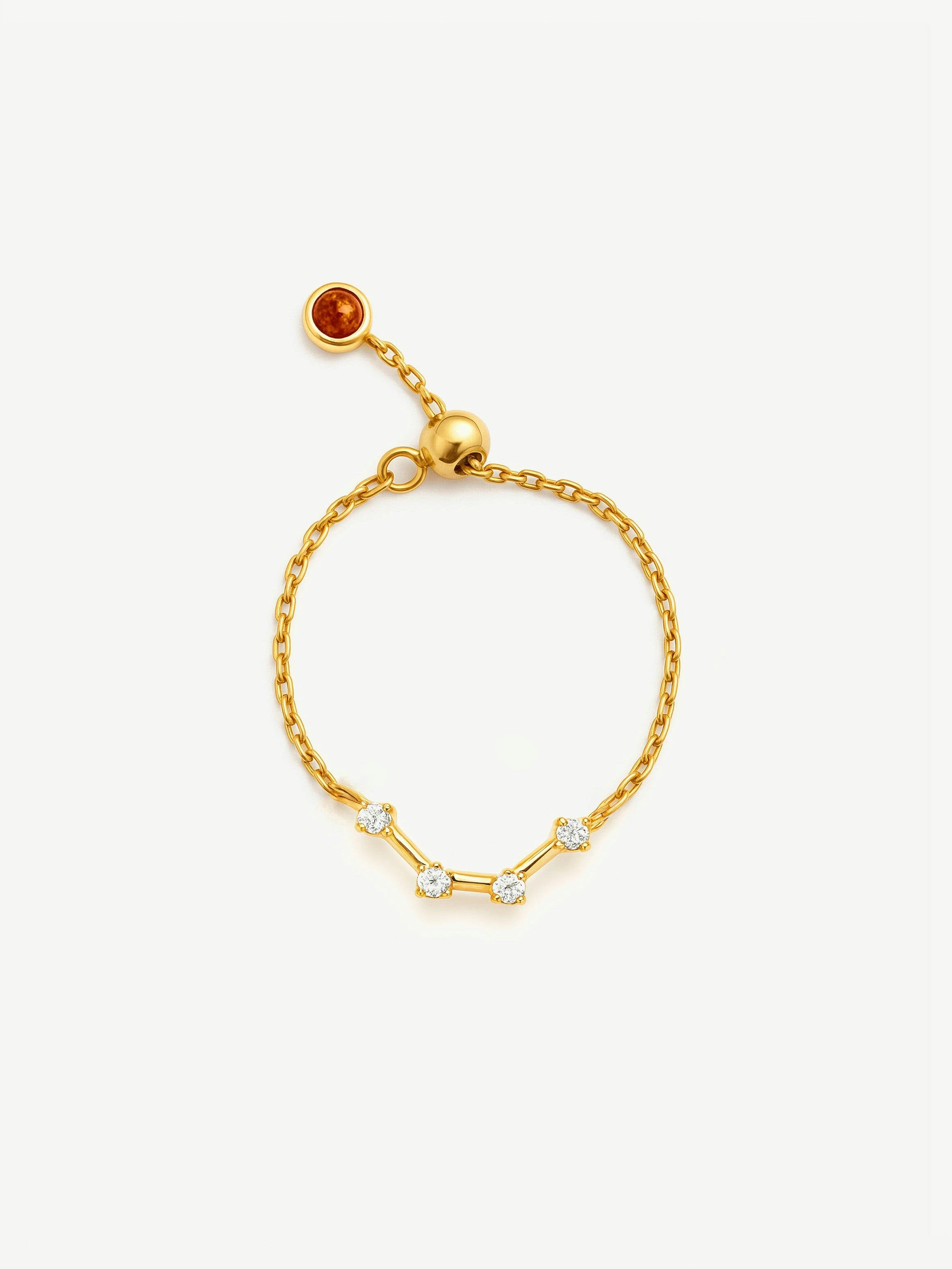 Muchv Gold/Silver Adjustable Constellation Chain Ring - Or Plated - Aquarius