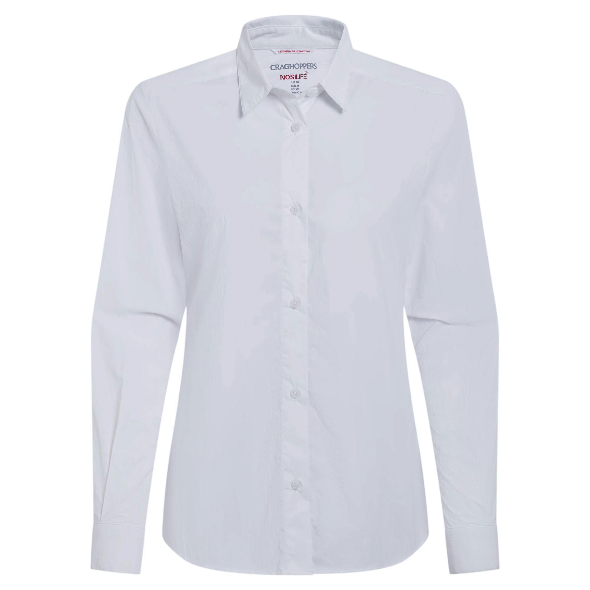 Craghoppers Women's White Alma Nosilife Long-Sleeved Shirt - 18 Uk - 100% Mixed