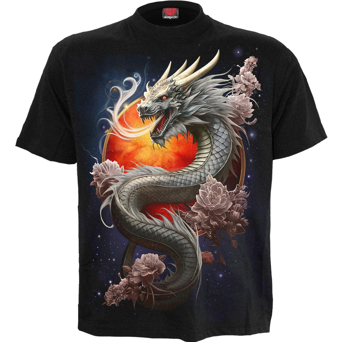Spiral Direct Black Sun Dragon - Front Print T-Shirt - 4XL - Digital - Digital