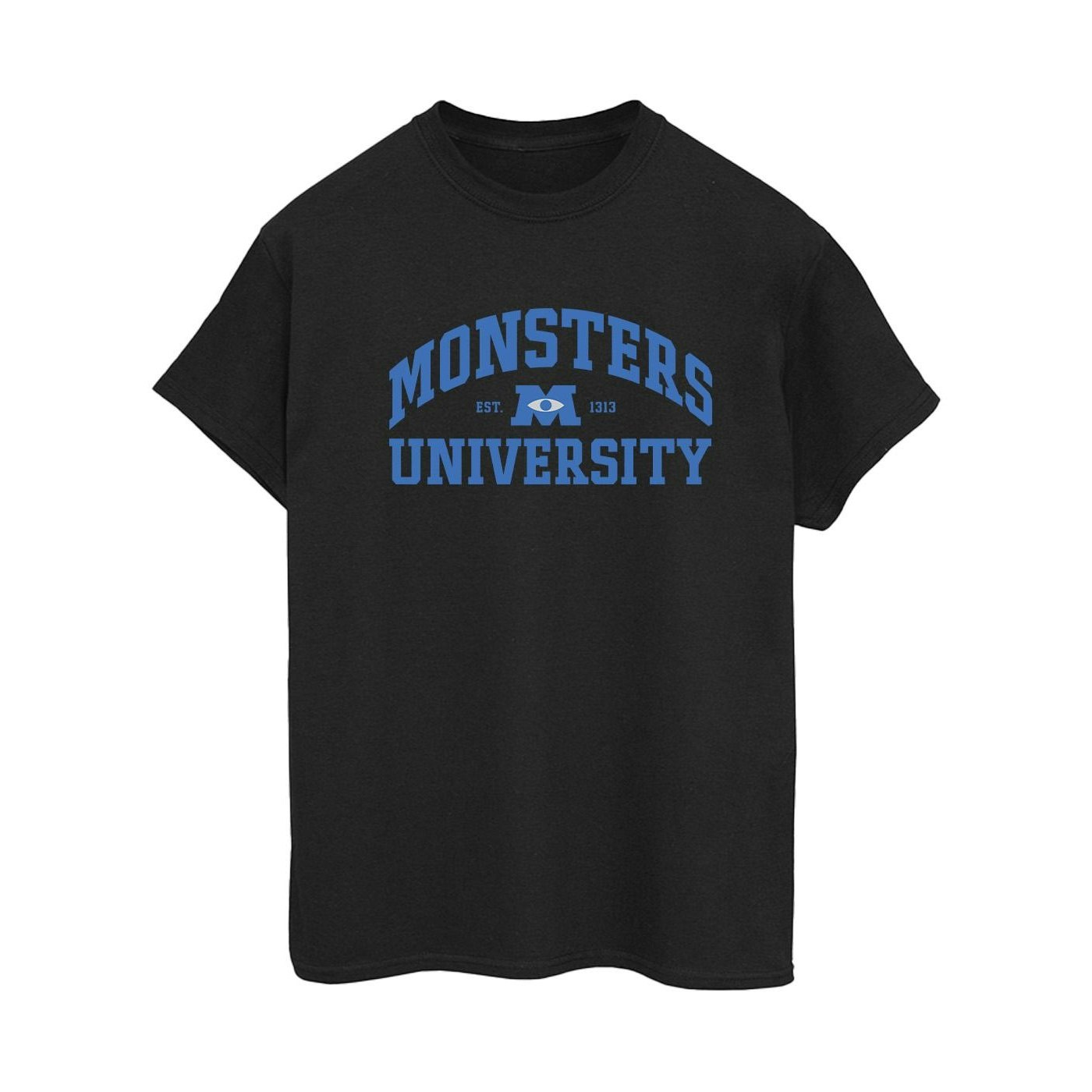 Disney Women's Black / Monsters University Logo Cotton Boyfriend T-Shirt - 5XL