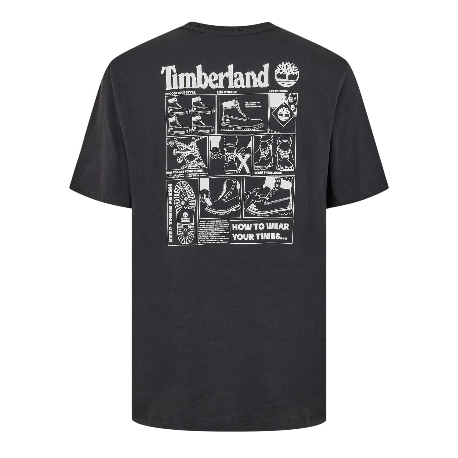 Timberland Men's Black Logo Crew Neck Relaxed Fit T-Shirt - M - 100% Cotton