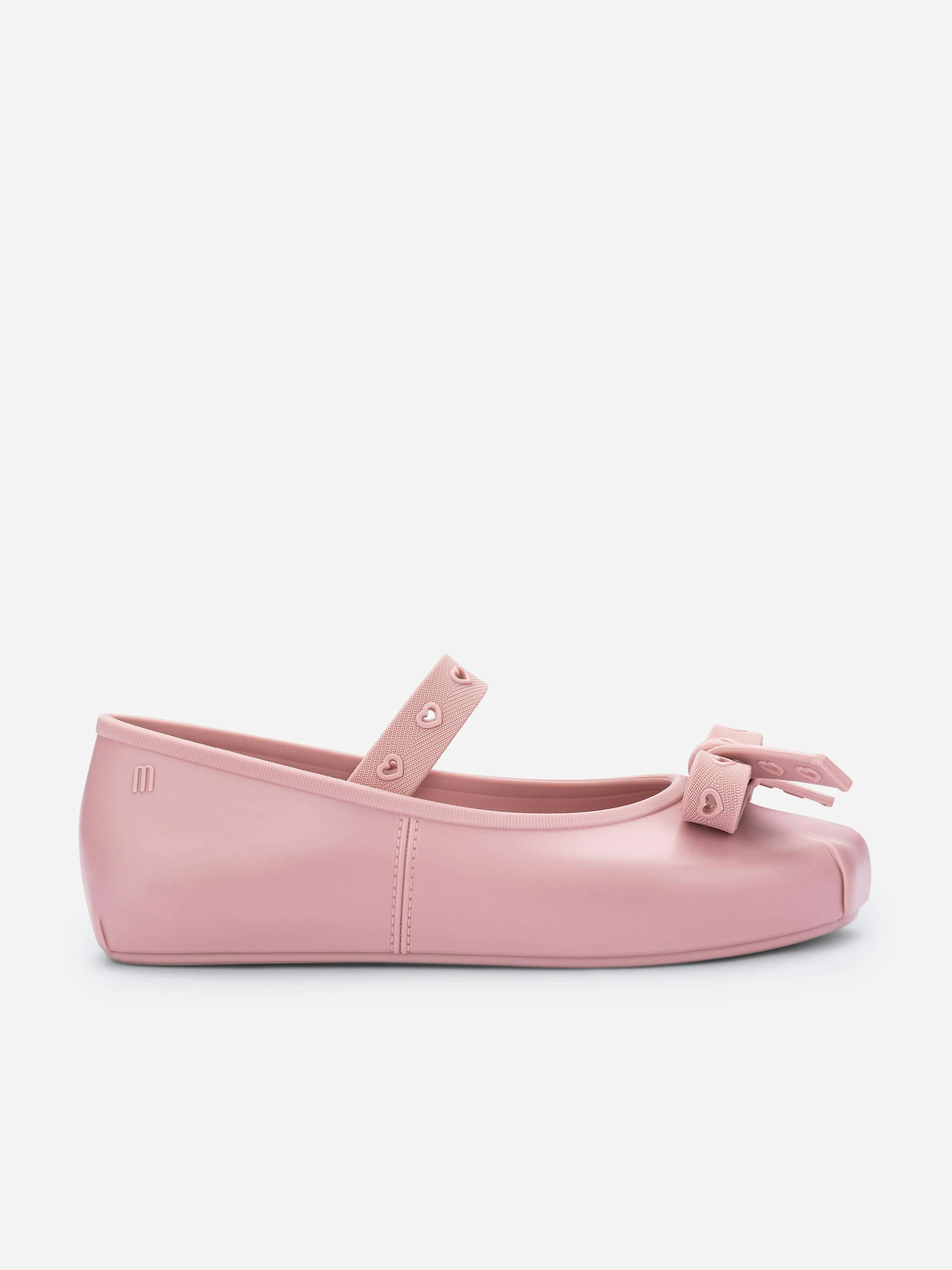 Mini Melissa Girls Pink Sophie Crush Ballerinas In - Eu 19 - 20 Uk 4