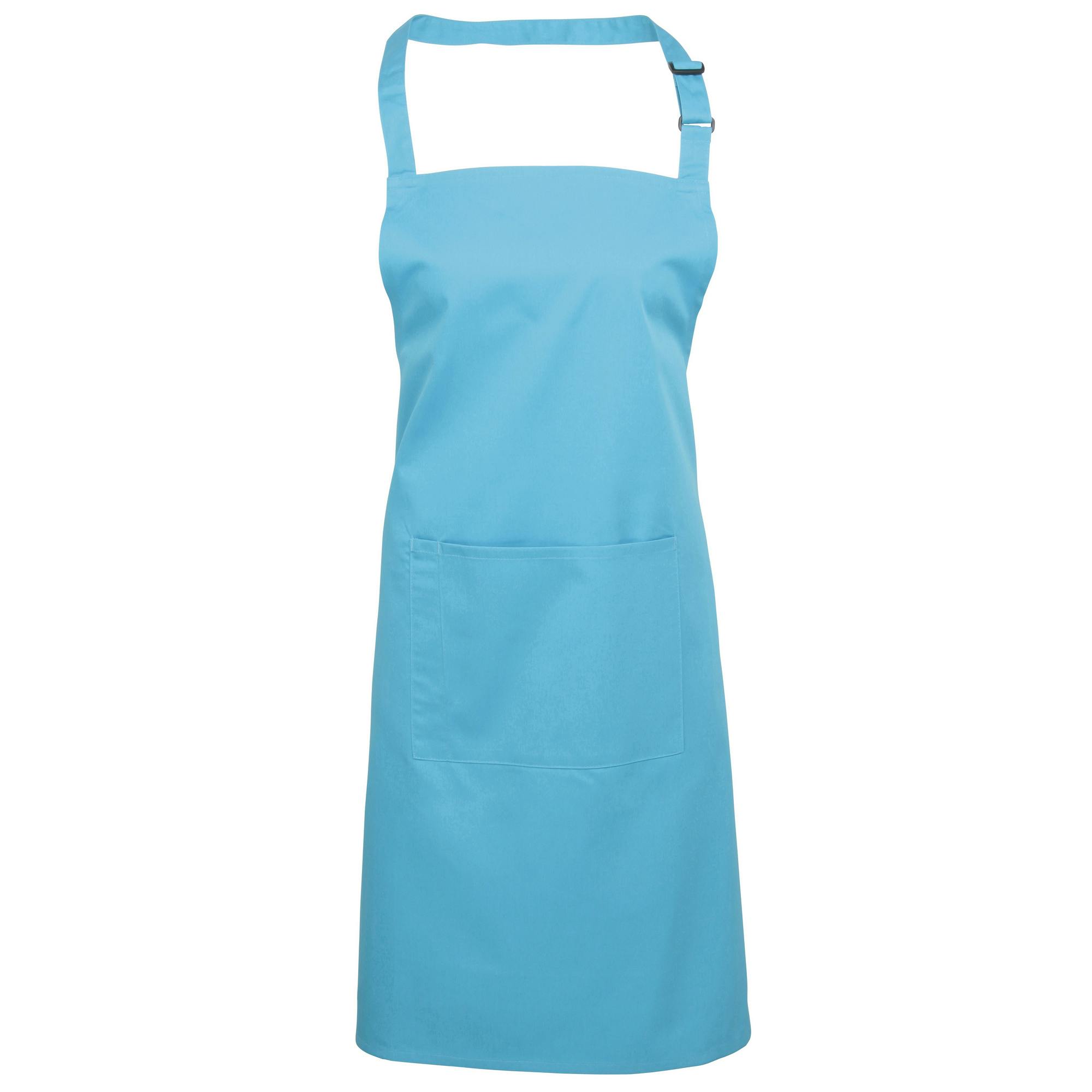 (One Size, Turquoise) Premier Ladies/Womens Colours Bip Apron With Pocket / Workwear (Pack Of 2) - Image 2