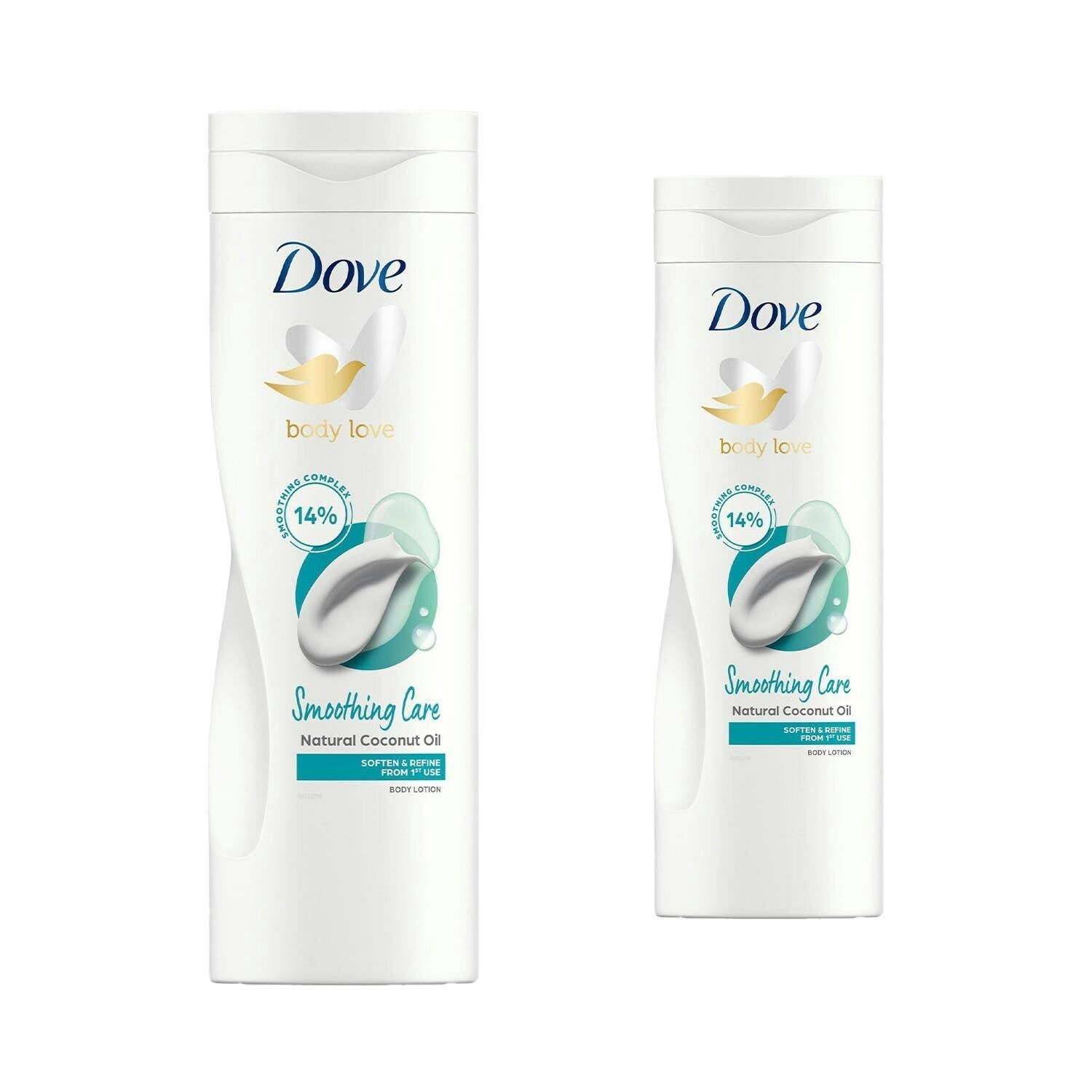 Dove Body Lotion Smoothing Care Natural Coconut Oil For All Skin Types, 2X400ml
