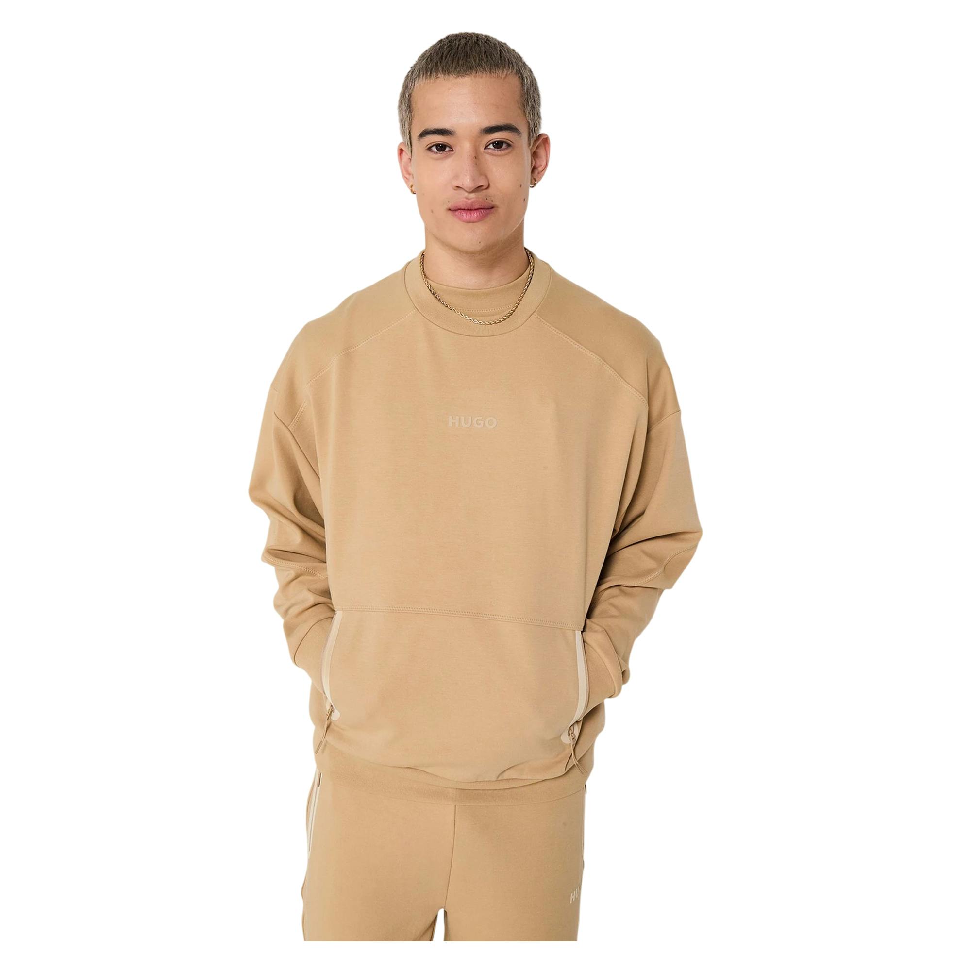 Hugo Boss Men's Beige Zip Pocket Regular Sweatshirt - Medium - L - Medium - 100% Mixed