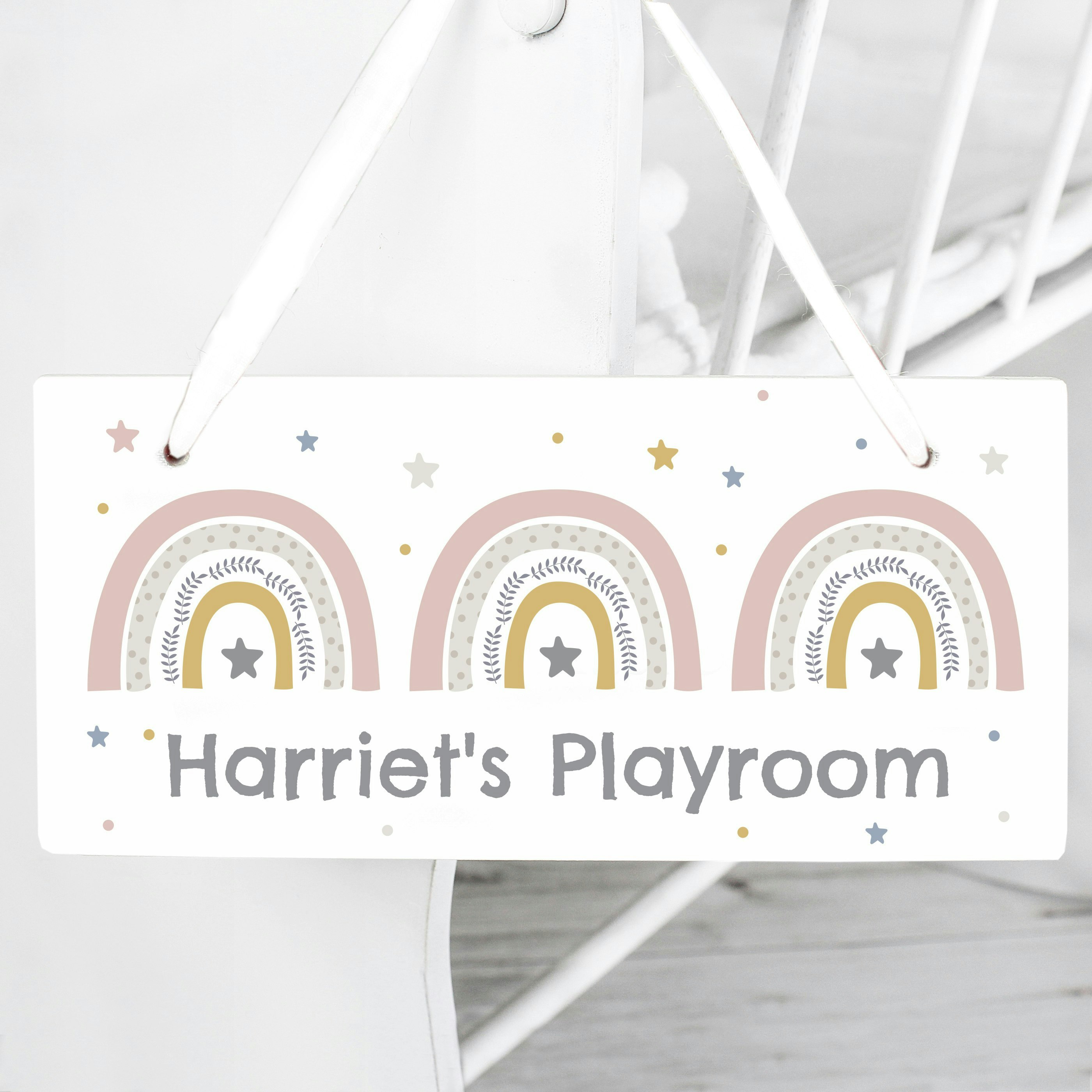 Rackhams Personalised Rainbow Wooden Sign