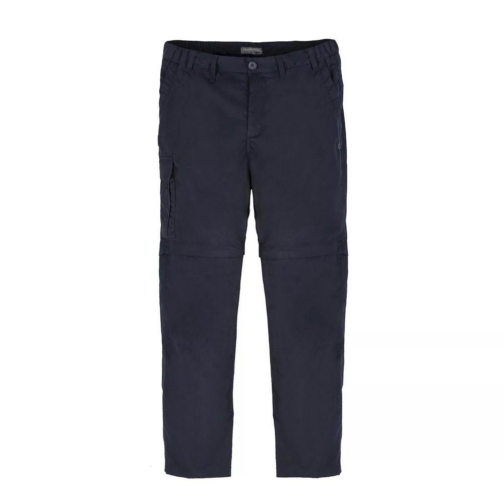 Craghoppers Men's Dark Expert Kiwi Convertible Tailored Trousers - Navy - 40S - Navy - 65% Polyester/35% Cotton