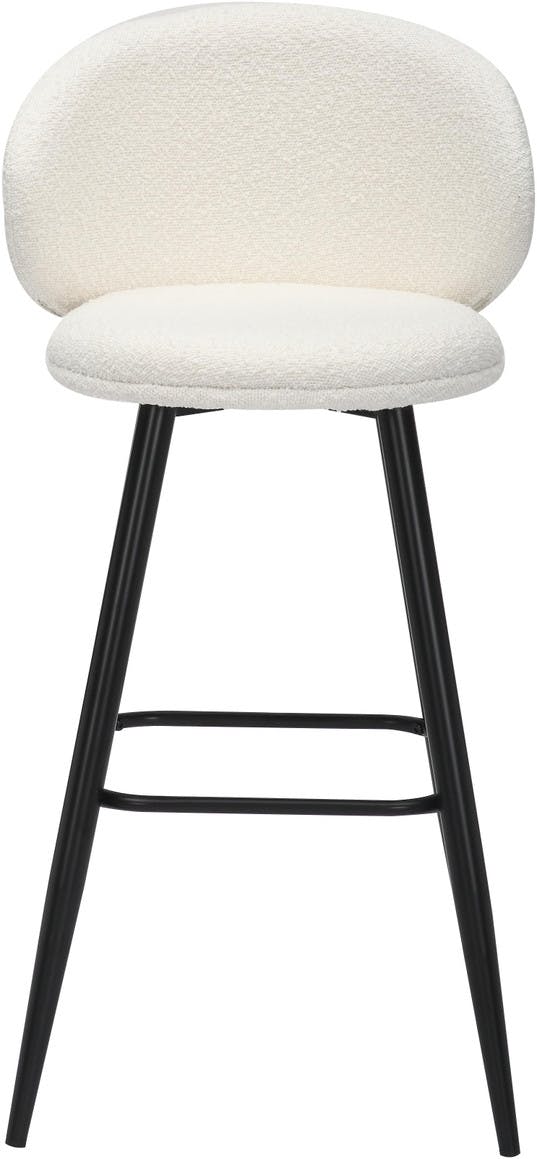 Lamboro White/Black Roma Boucle Fixed Height Bar Stool With Legs & Curved Backrest, 66Cm