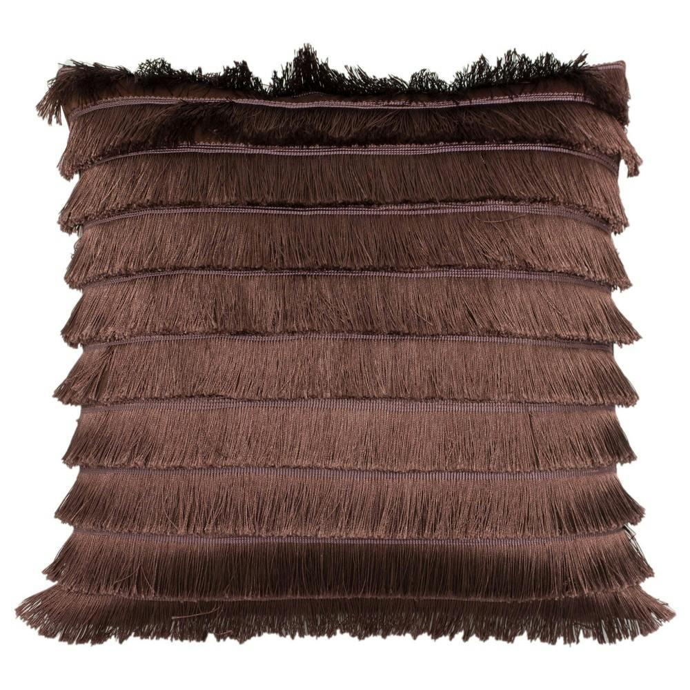 Furn Flicker Tiered Fringe Cushion Cover - Rock Rose - 45 X 45 Cm - Rock Rose - 100% Polyester