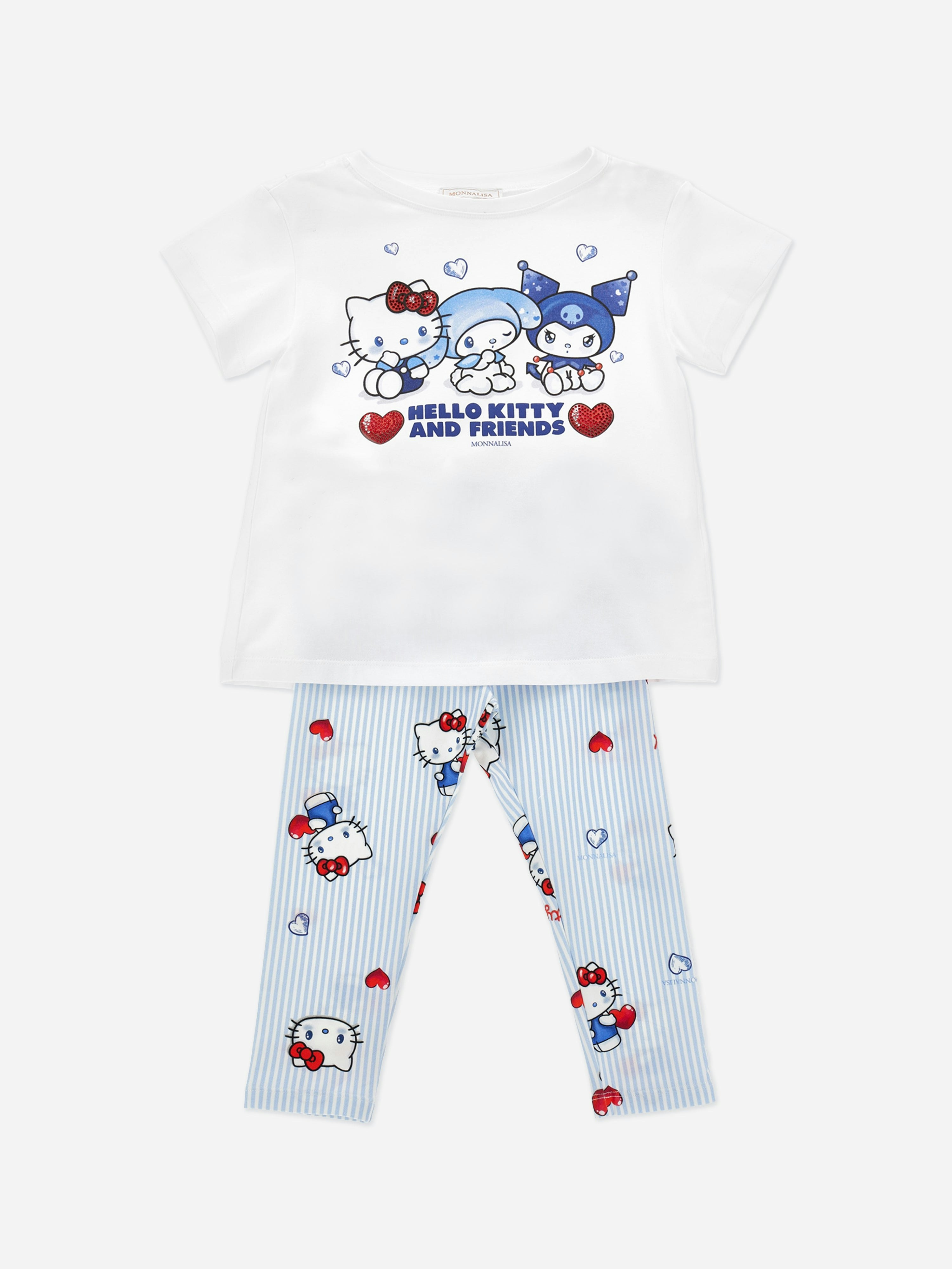 Monnalisa Girls White Hello Kitty And Friends Legging Set In - 12 Yrs