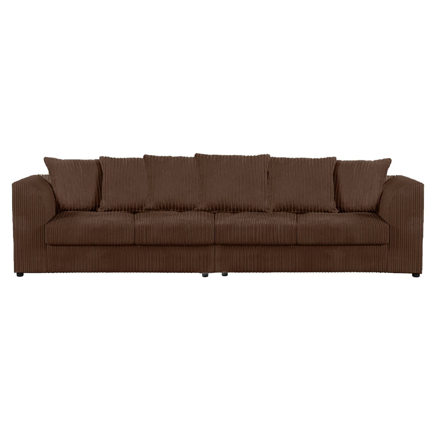 Furnishings For Less Black Luxor Cord Long Fabric 4 Seater - Scatter Back - Chocolate