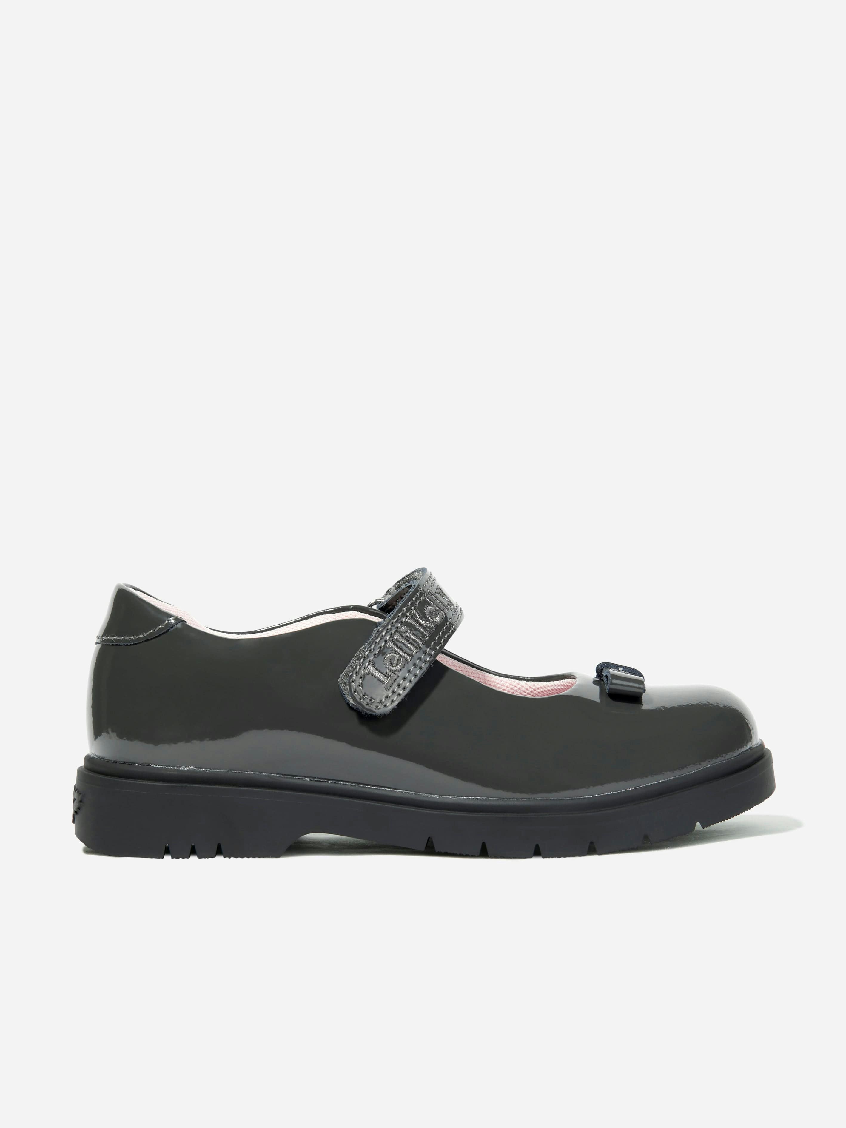 Lelli Kelly Girls Grey Jolie Patent Bow School Shoes In - Eu 31 Uk 12.5