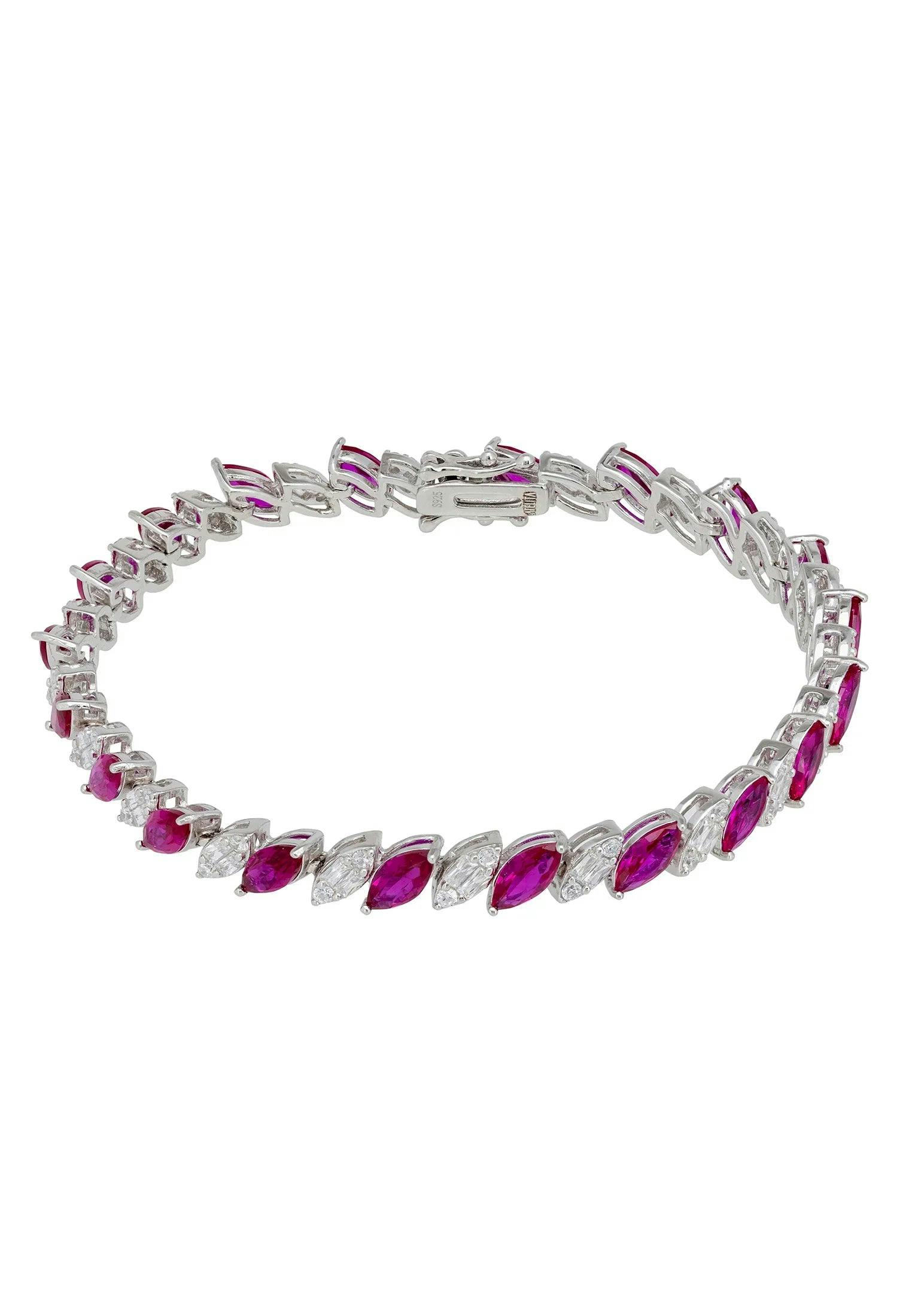 Latelita Silver Viscountess Tennis Bracelet Ruby