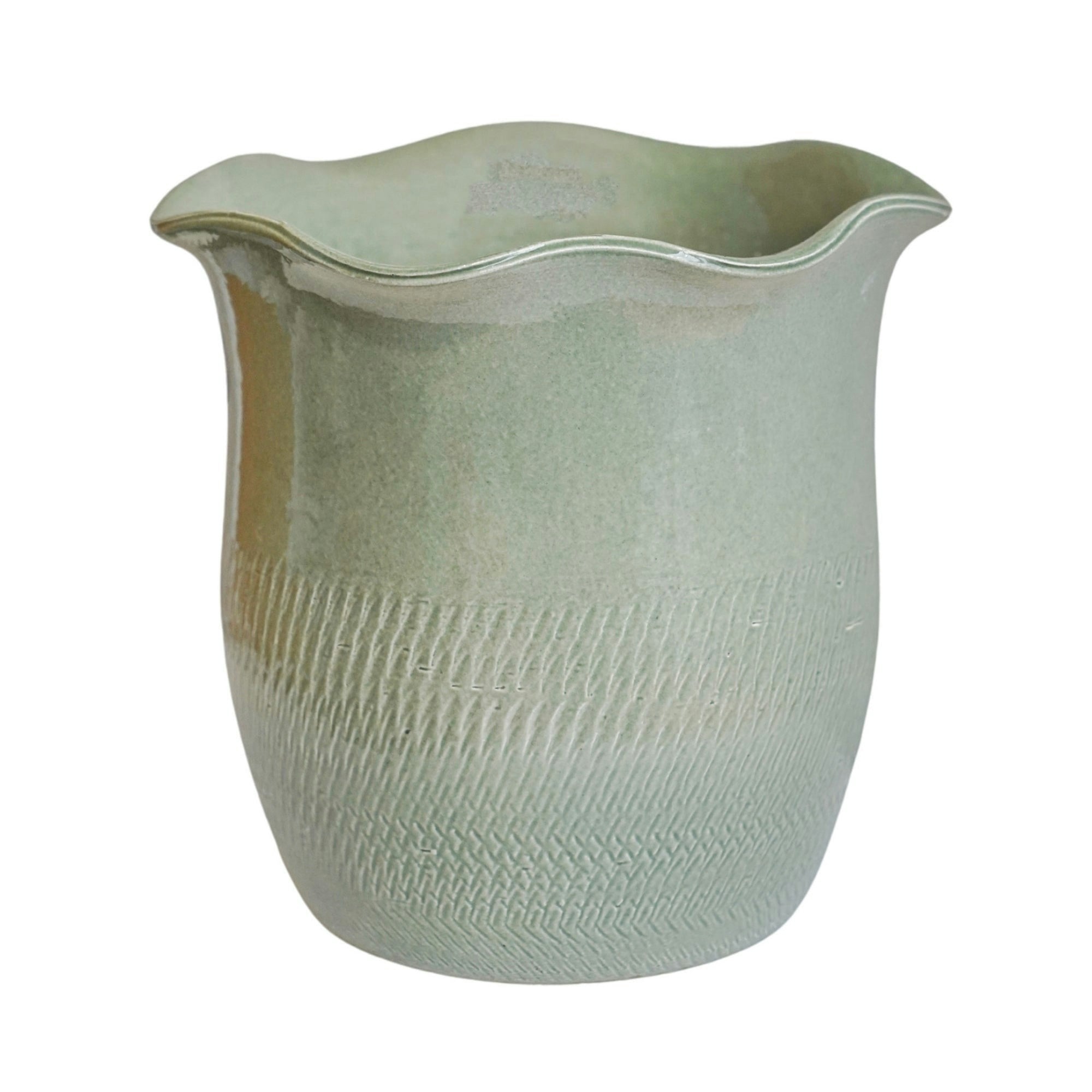 Rackhams Camellia Scalloped Edge Planter - Sage