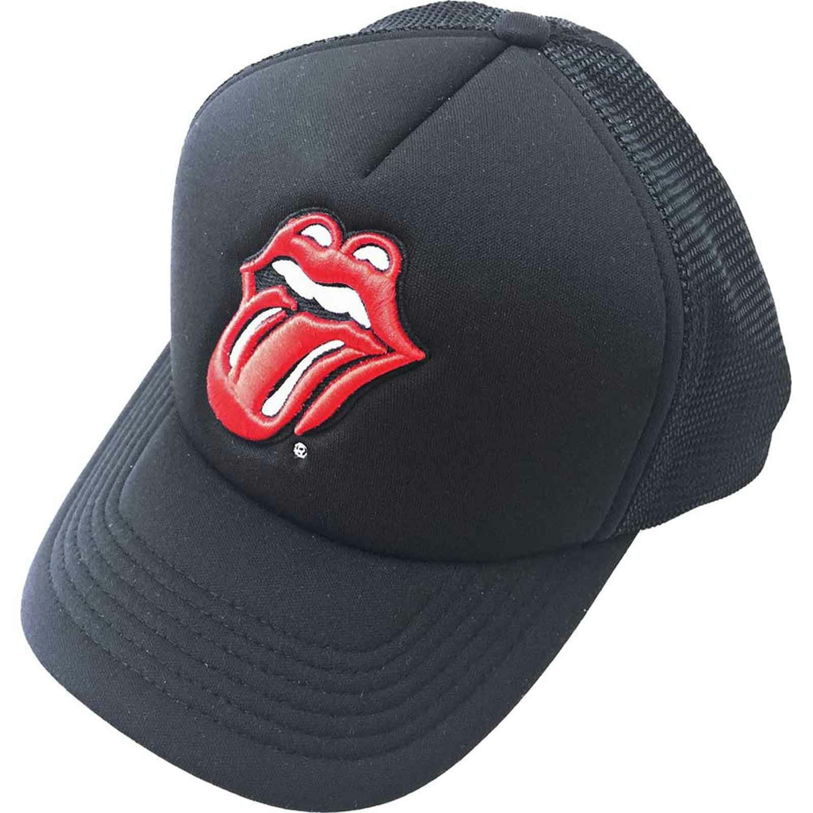 Paradiso Clothing Unisex Black The Rolling Stones Classic Tongue Mesh Trucker