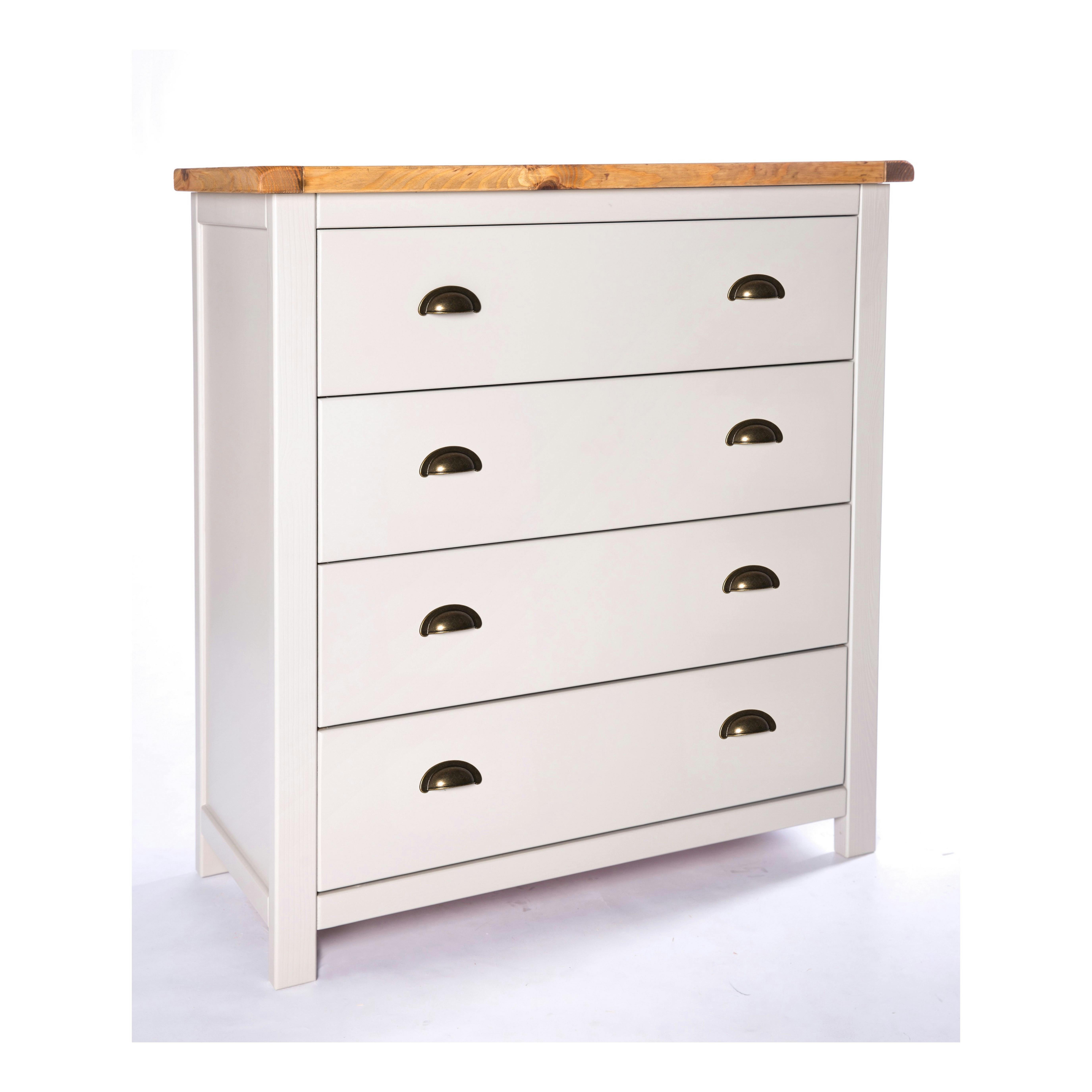 Cabinet Bits Argenta 4 Drawer Chest - Grey / Brass - Image 2