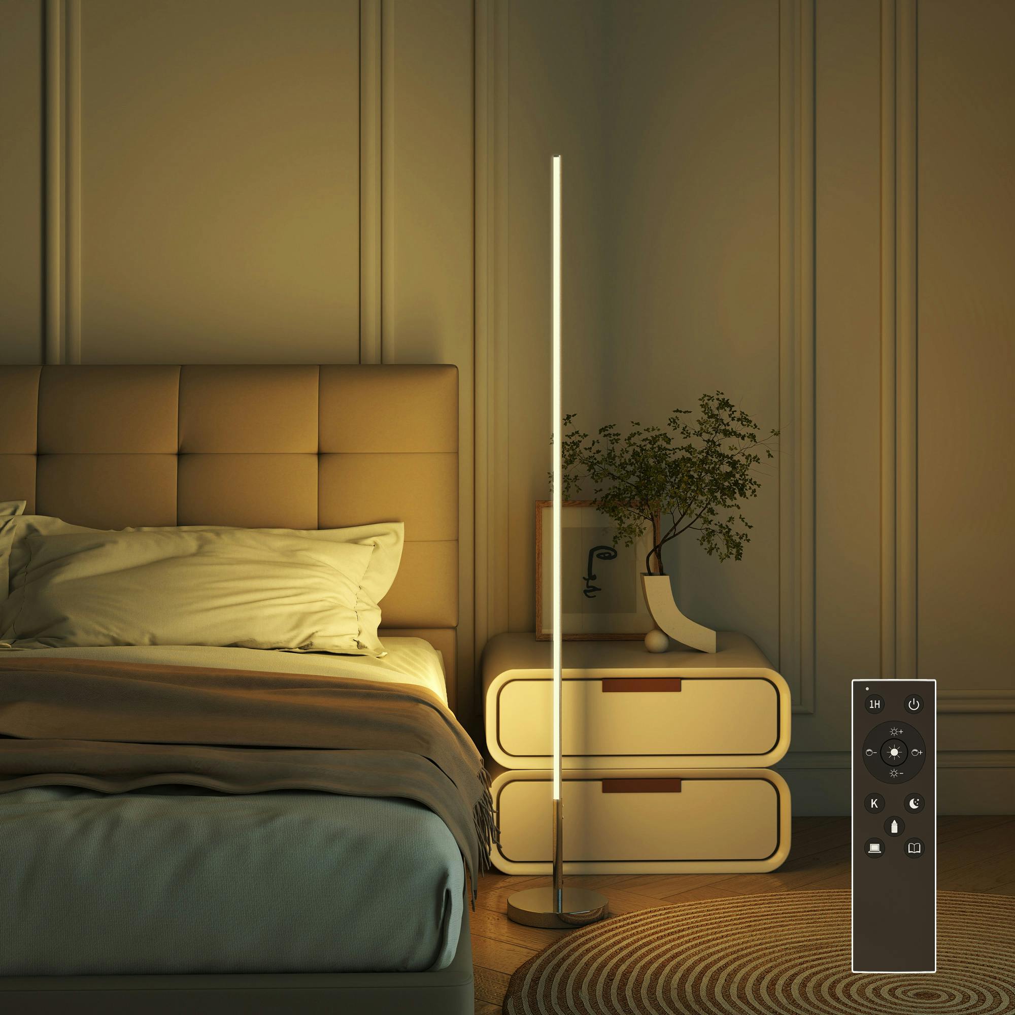 Homcom White Modern Standing Lamp With Shade & Foot Switch,