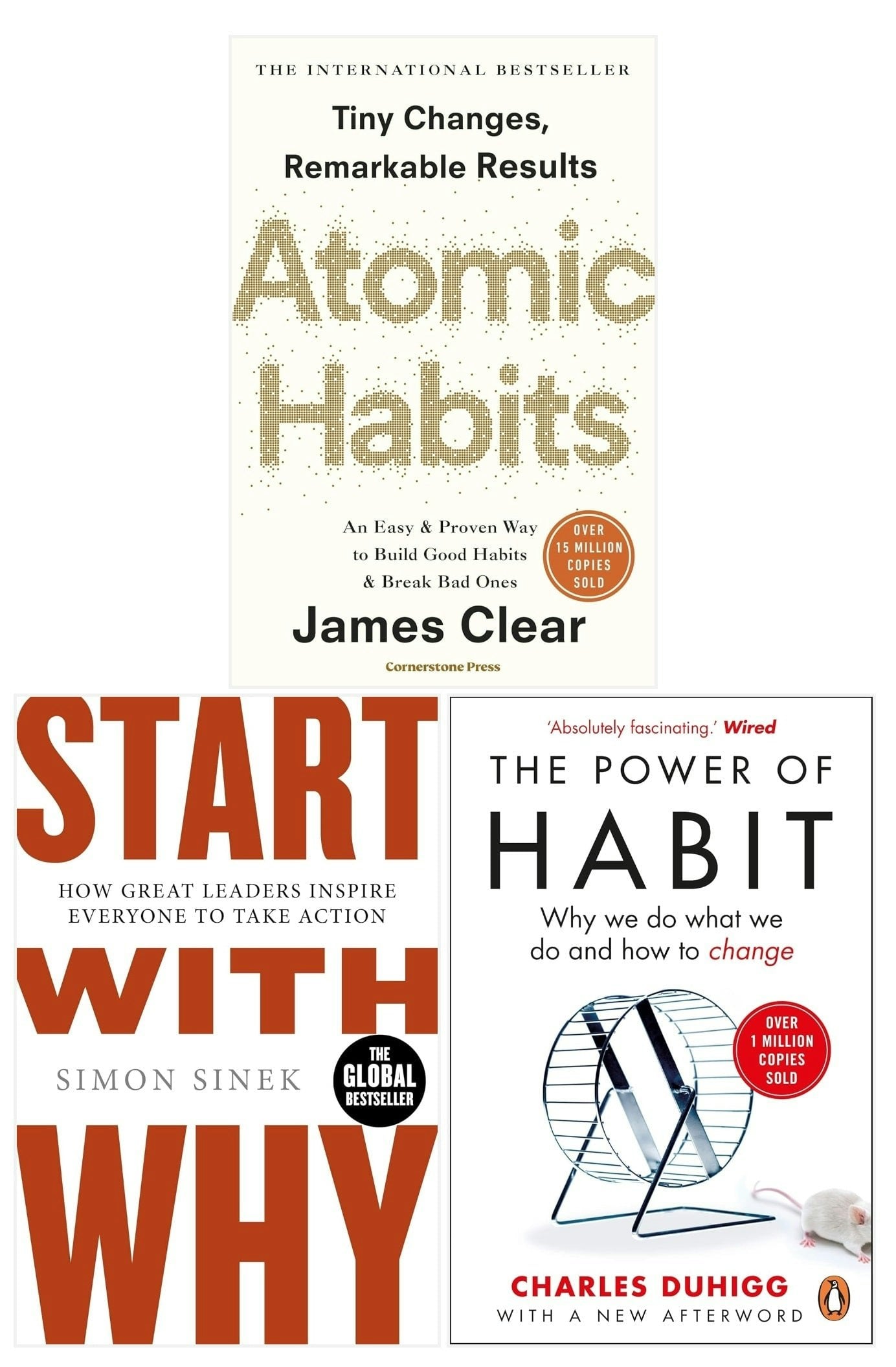Various Publishers The Power Of Habit, Atomic Habits And Start With Why 3 Books Collection Set