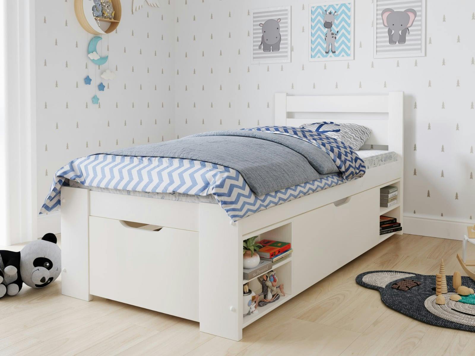 Noomi Unisex White Hansa Storage Bed In | Size: Single - Image 2