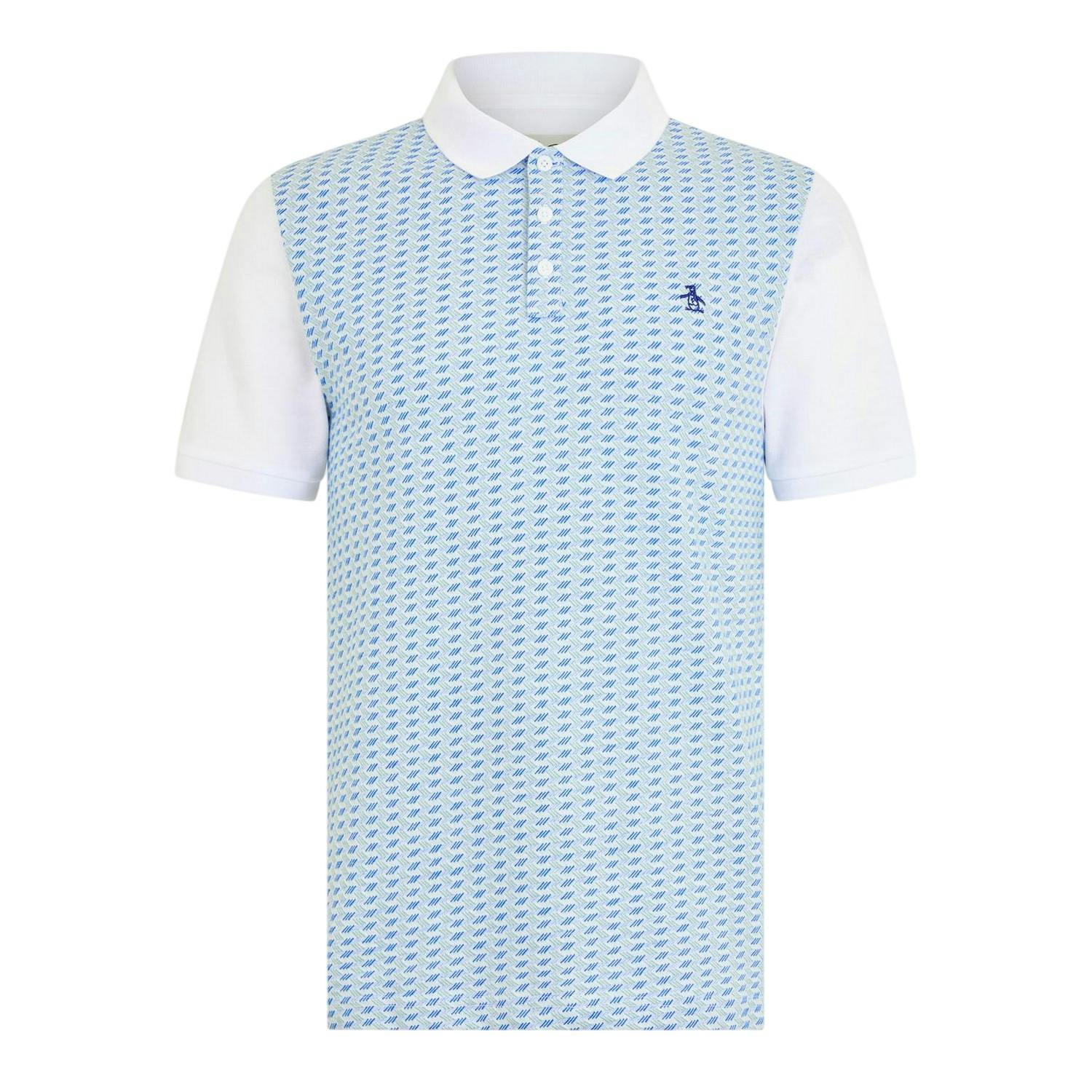 Original Penguin Men's White Embroidered Regular Polo Shirt - S - 56% Polyester/30% Recycled Polyester/14% Elastane