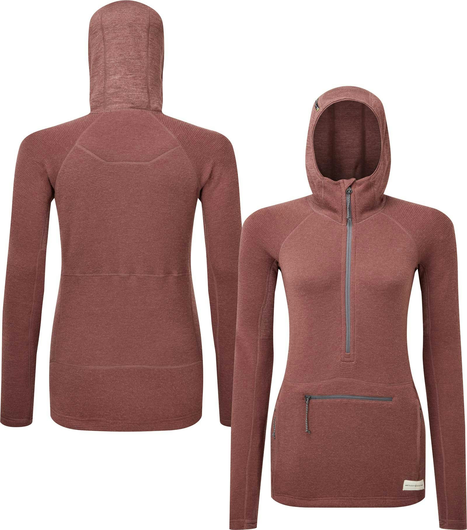 Artilect Women's Sundown 250 Merino Wool Half Zip Hooded Mid Layer Jacket {Art-2212201} - Andorra Plum - Small