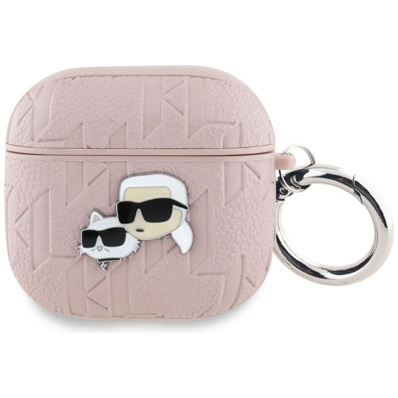 Karl Lagerfeld Pink Monogram Karl & Choupette Head Case For Airpods 4 - Kla4pgkcpp