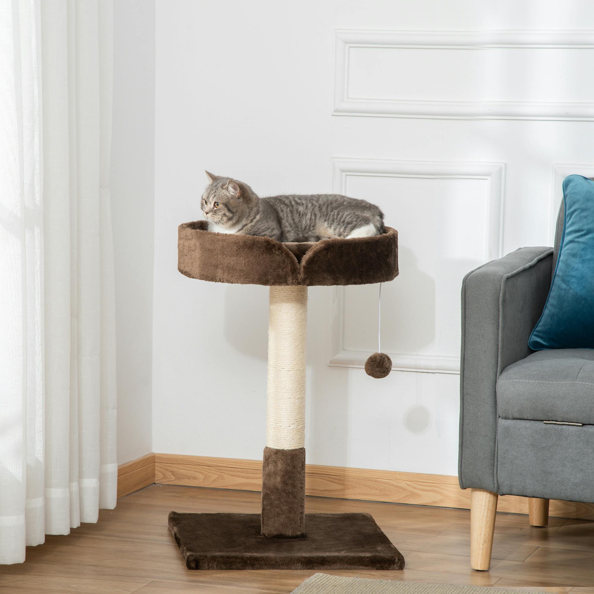 Pawhut Small Cat Tree For Indoor Cats W/ Sisal Scratching Post Bed Cushion Toy