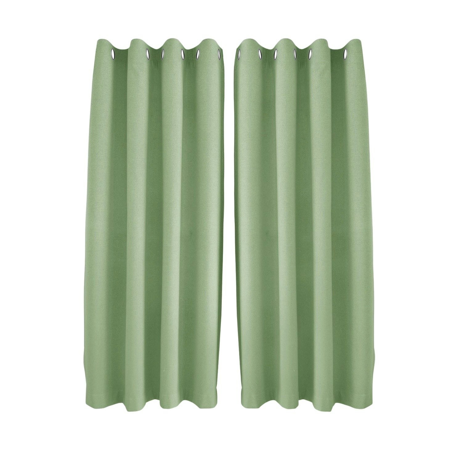Happy Homewares Green Olive Linen Blackout Eyelet Curtains - 46X54 Inch Drop - 2 Panel