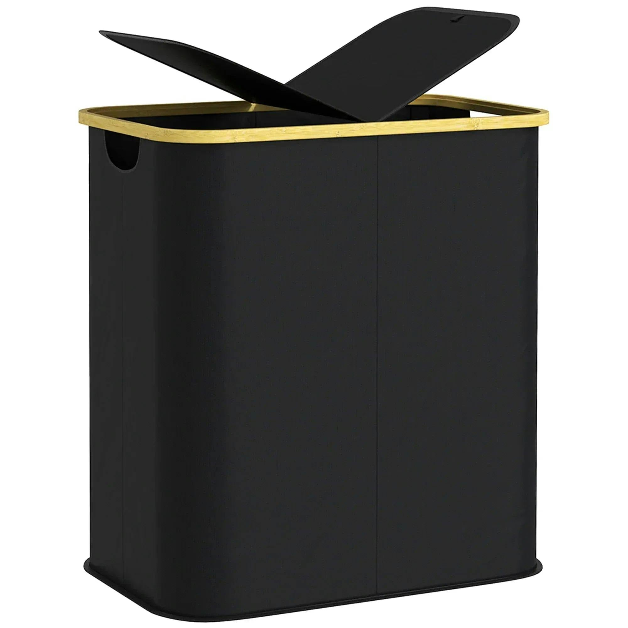 Homcom Unisex Black 80L Collapsible Laundry Hamper, Washing Basket For Bathroom, - Image 6