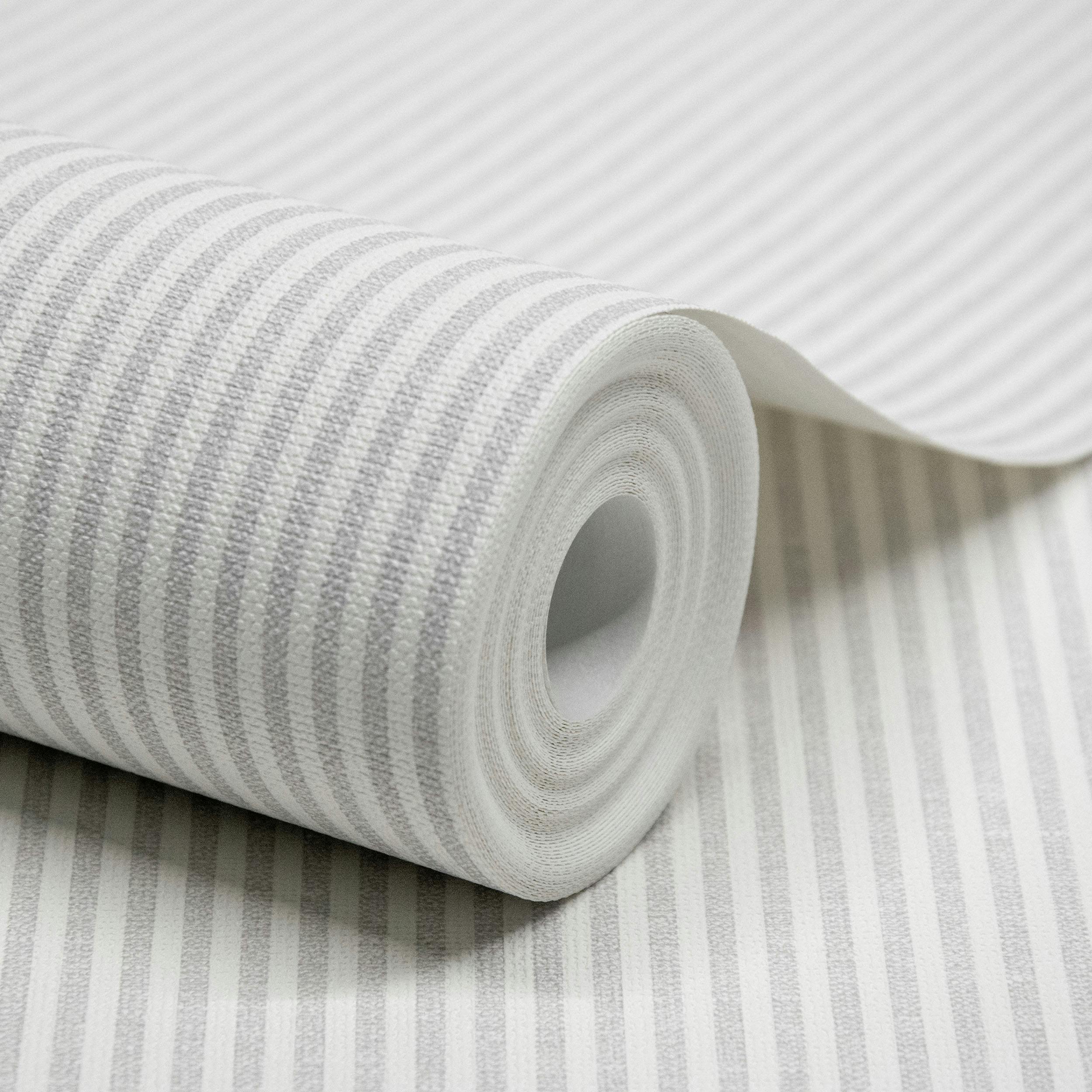 Grandeco Grey Pinstripe Nursery Textured Wallpaper