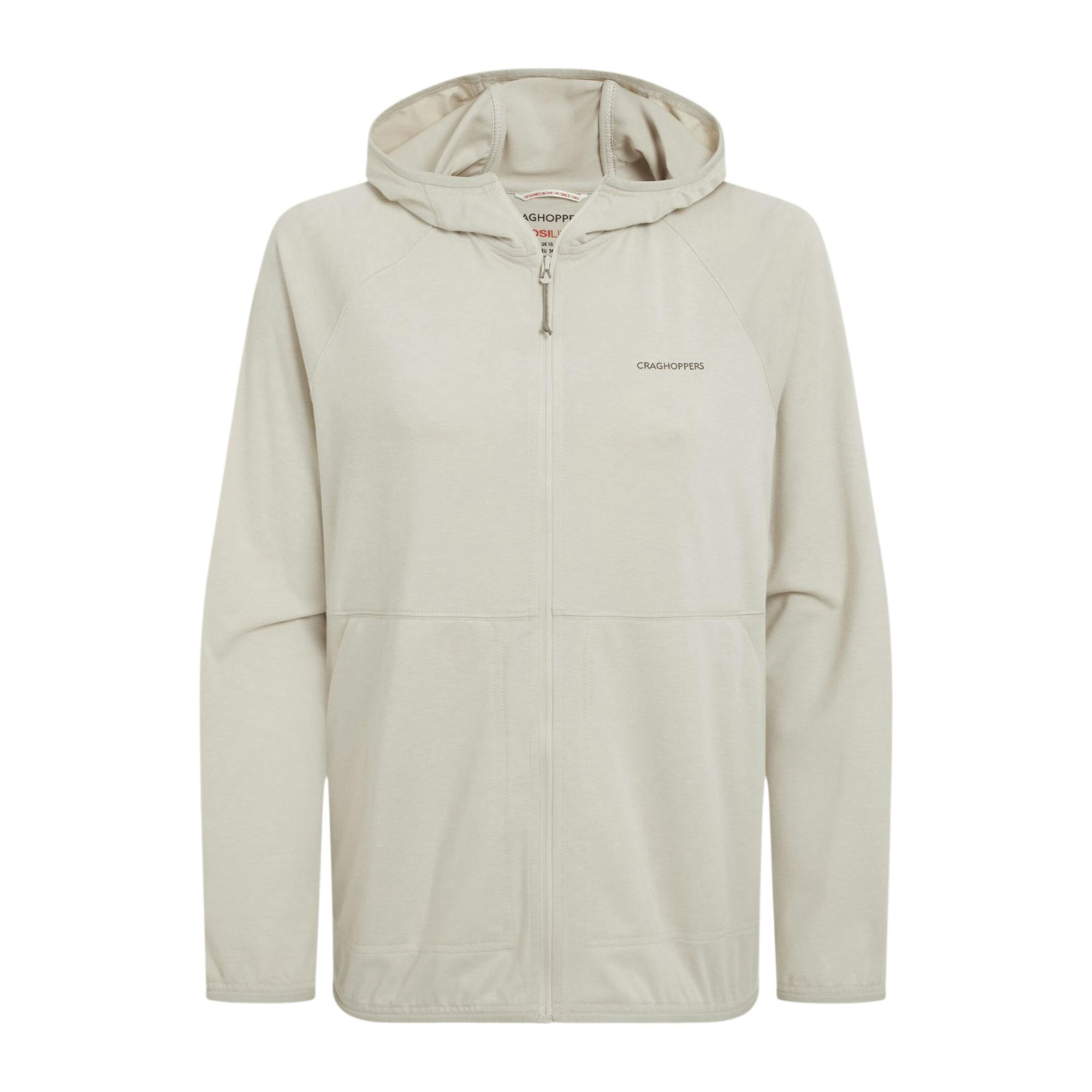 Craghoppers Women's Light Aya Nosilife Hooded Jacket - Oyster Marl - 12 Uk - Oyster Marl - 74% Recycled Polyester/22% Cotton/4% Elastane