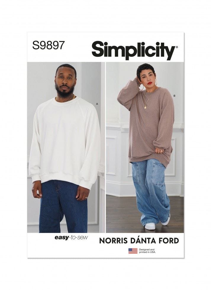 Simplicity Men's Sewing Pattern 9897, Tops, Sweaters For Wo, A (Xs-S-M-L-Xl-Xxl) - Easy - A (Xs-S-M-L-Xl-Xxl)