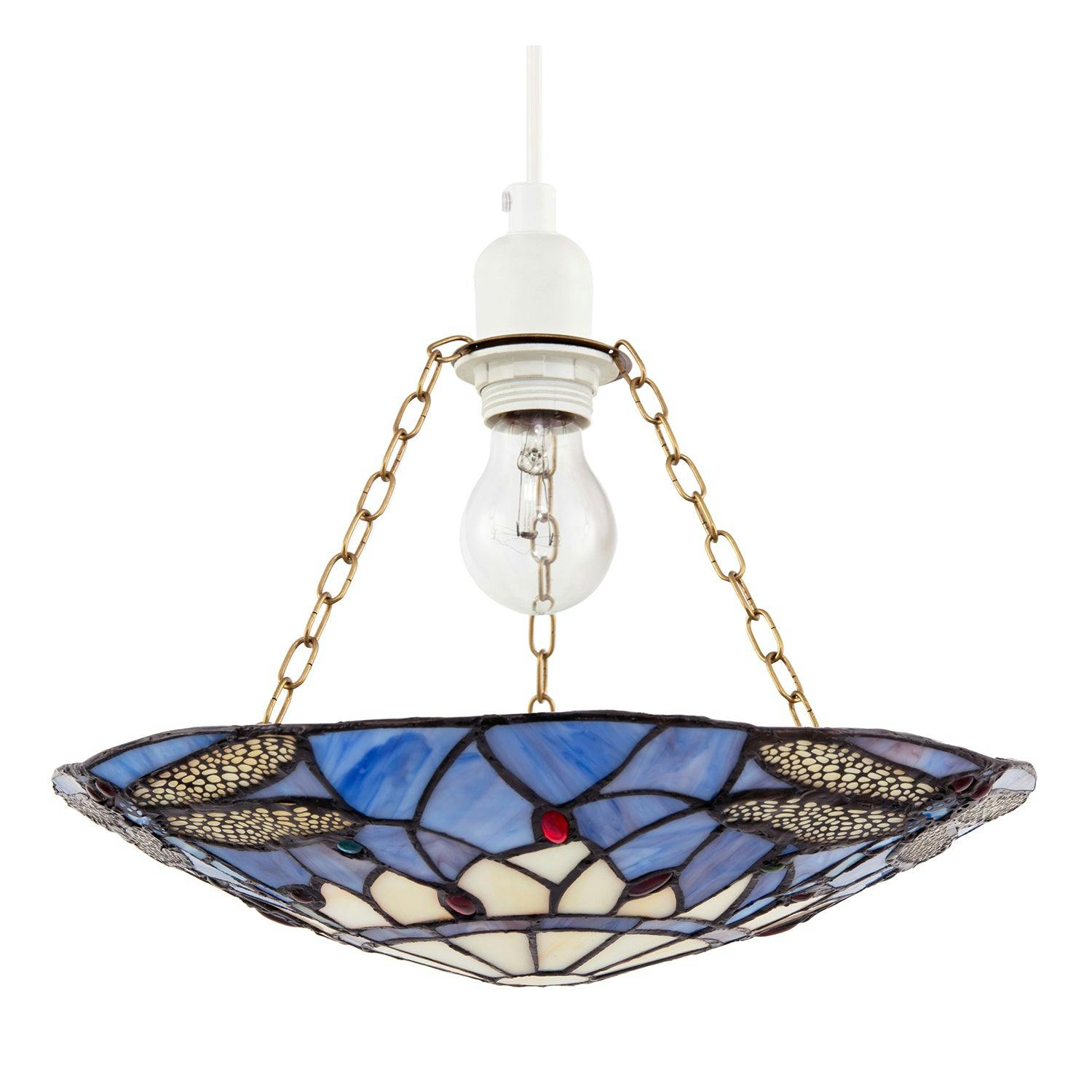 Happy Homewares Lavender/Light/Purple Dragonfly Tiffany Glass Easy Fit Pendant Shade