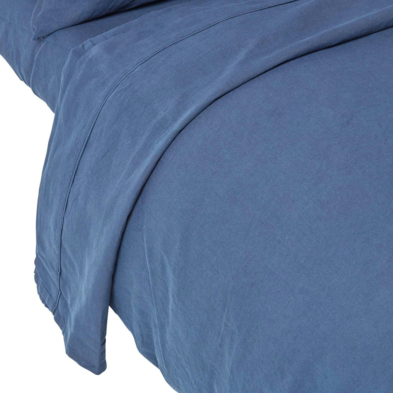 Rackhams Blue French Flax Linen Flat Sheet - Navy - Super King