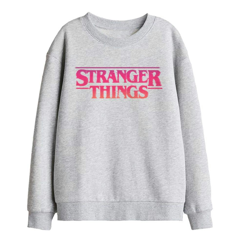 Stranger Things Kids Sunset Logo Sweatshirt - Athletic Heather - 7-8 Years - Athletic Heather - 50% Cotton/50% Polyester