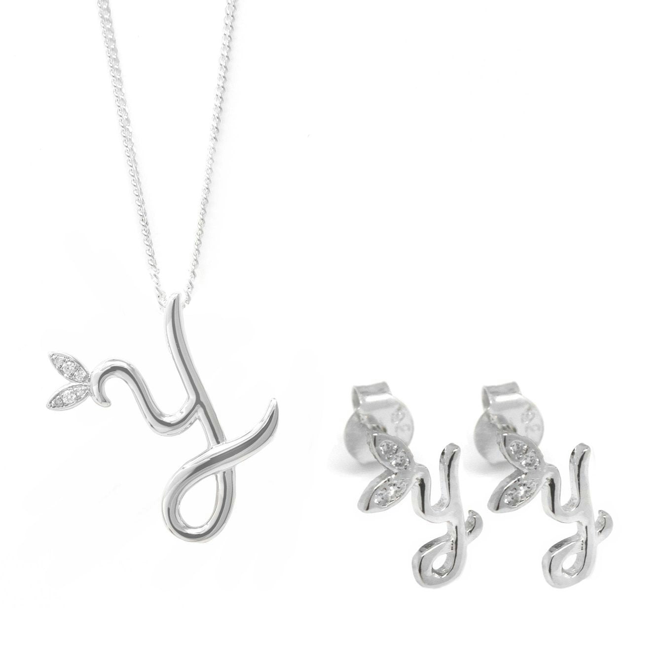 Say It With Silver Winged Initial Earring Gift Set - Y